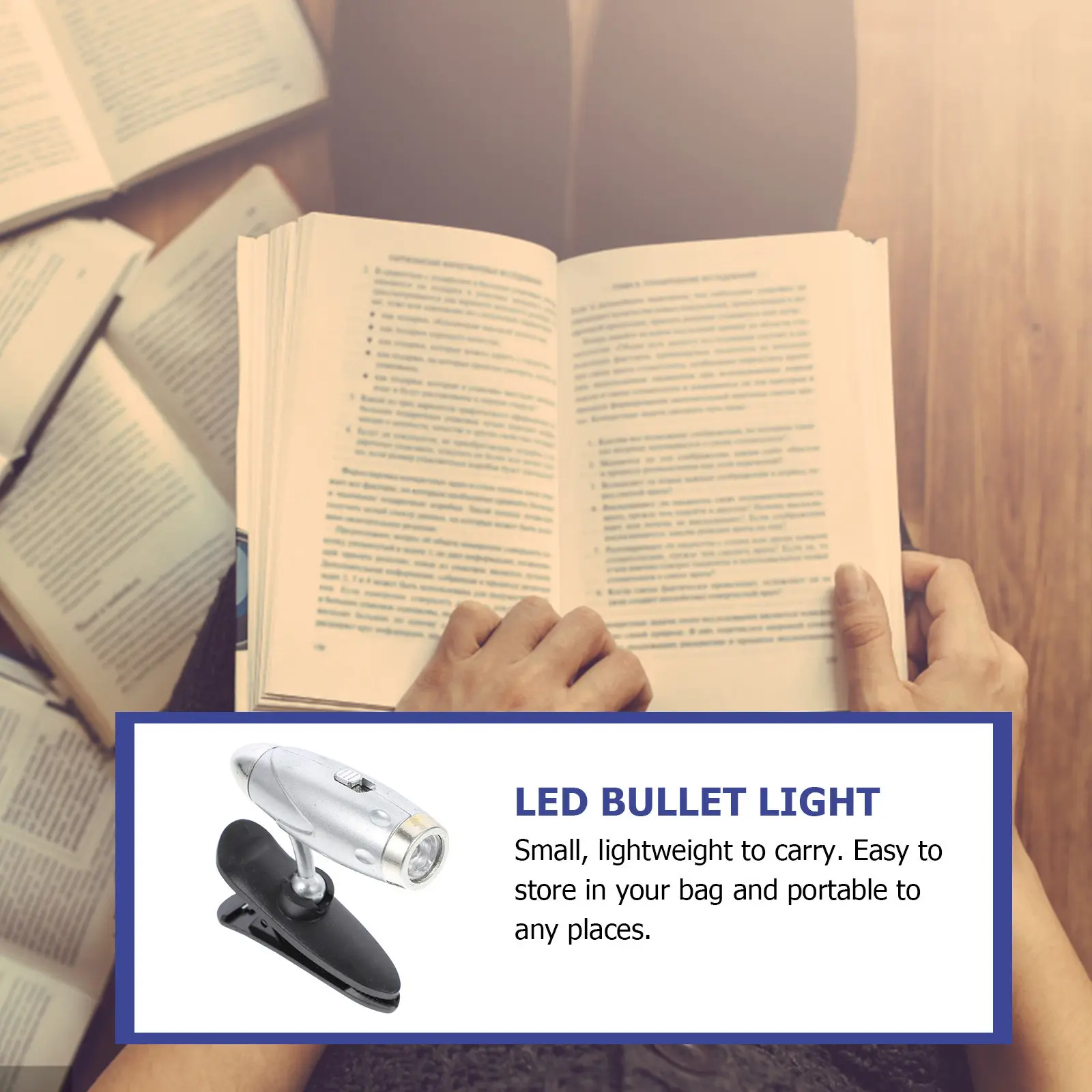 

LED Clip on Book Light Silver Mini Reading Lamp with Small Book Light for Bed Reading Portable Design