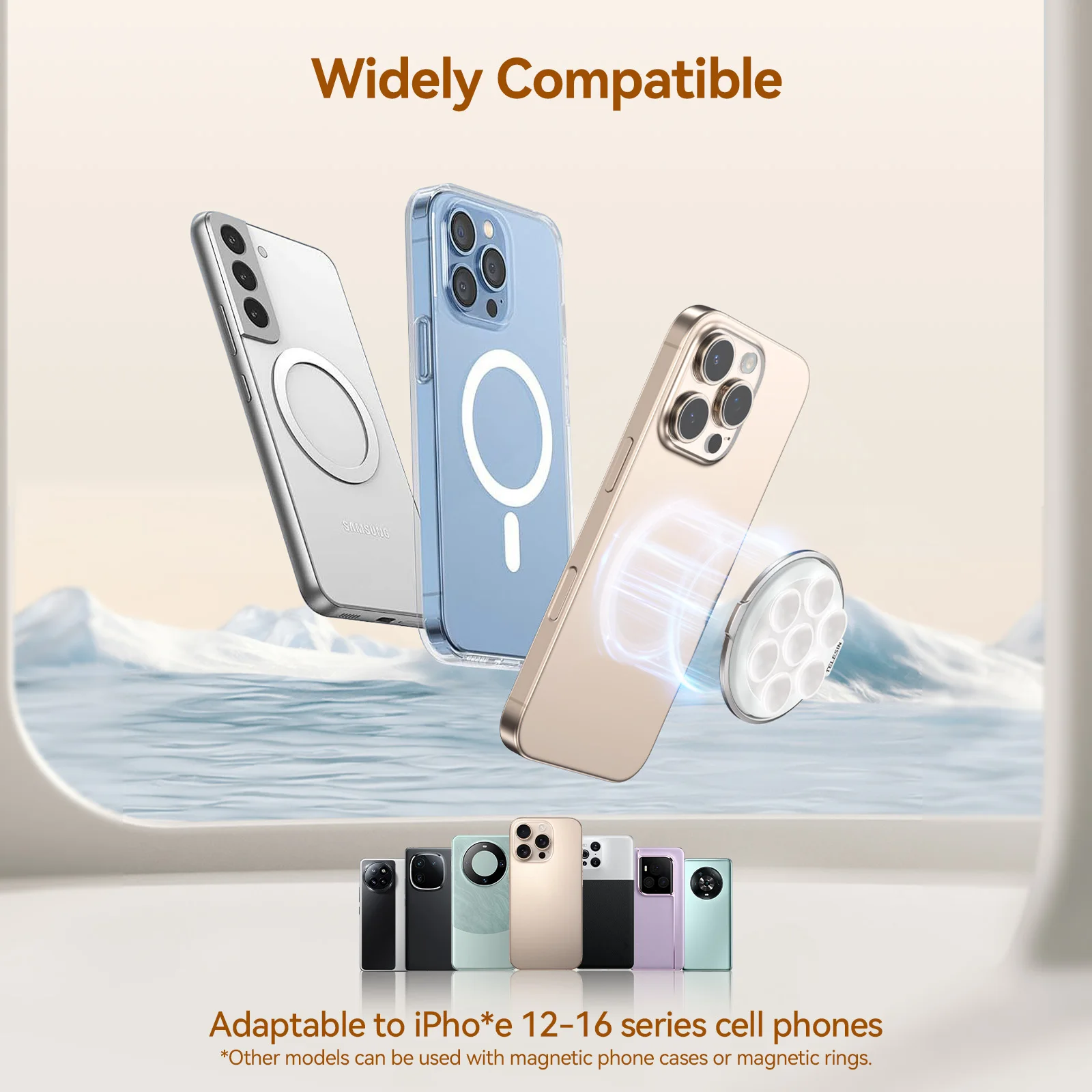 TELESIN Magnetic Phone Grip Stand Phone Suction Cup Hands-Free Mirror Shower Multifunction Phone Holder For iPhone Android - Image 5