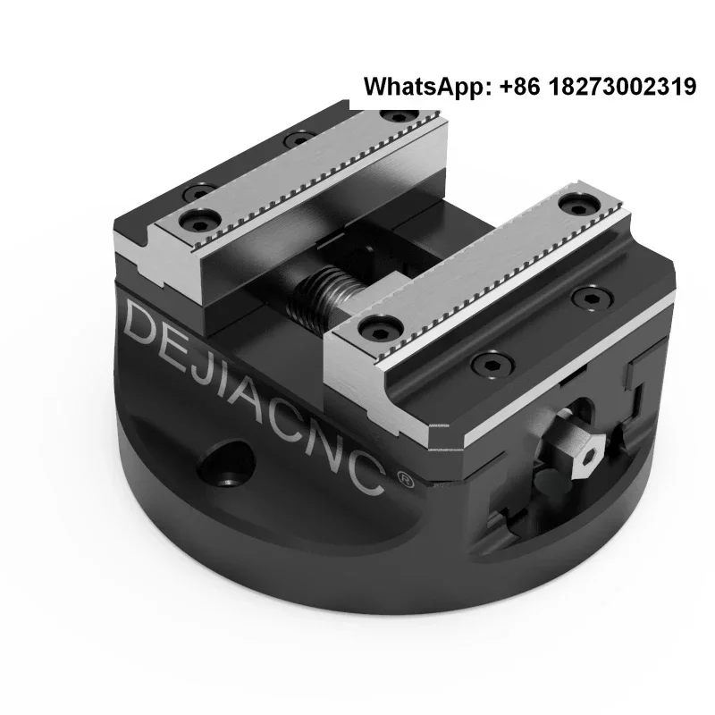 Self centering four or five axis machining center CNC concentric vise fixture, interchangeable jaw, 45 degree dovetail vise