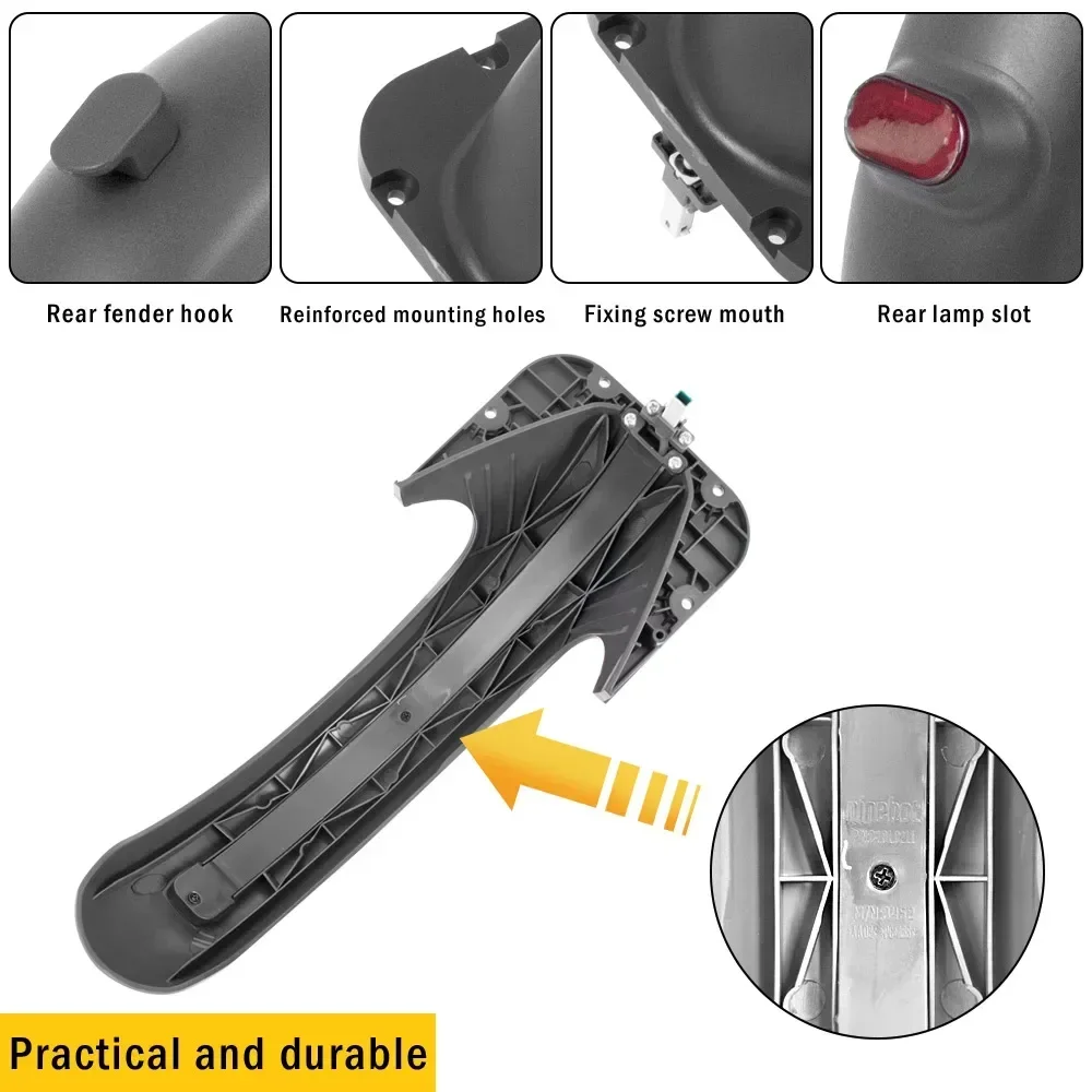Rear Wheel Fender for Segway Ninebot MAX G30 Electric Scooter Rear Waterproof Fenders Rear Wheel Splash Guards with Taillight