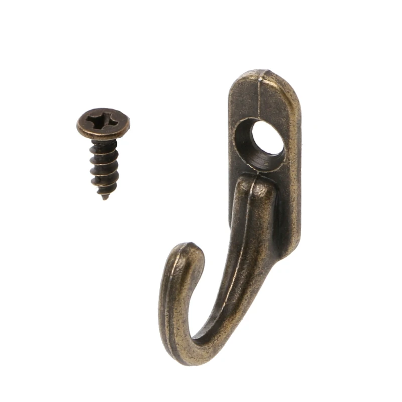 10PCS Vintage Bronze Double Coat Hangers Wall Mounted Entryway Hooks With Screws