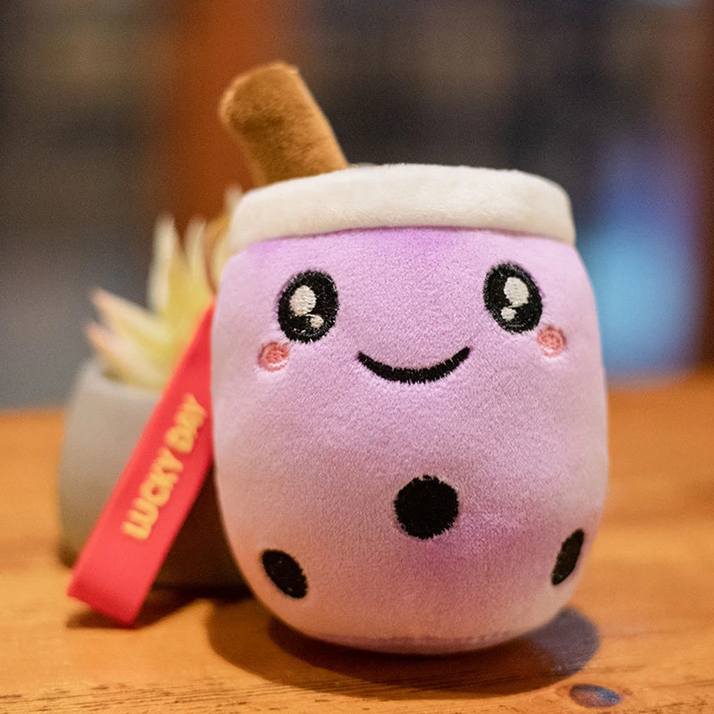 Porte-clés mignon Bubble Tea pour filles et garçons, pendentif en peluche douce, décor de sac à dos Kawaii, beurre Boba, cadeaux d'anniversaire, 10cm