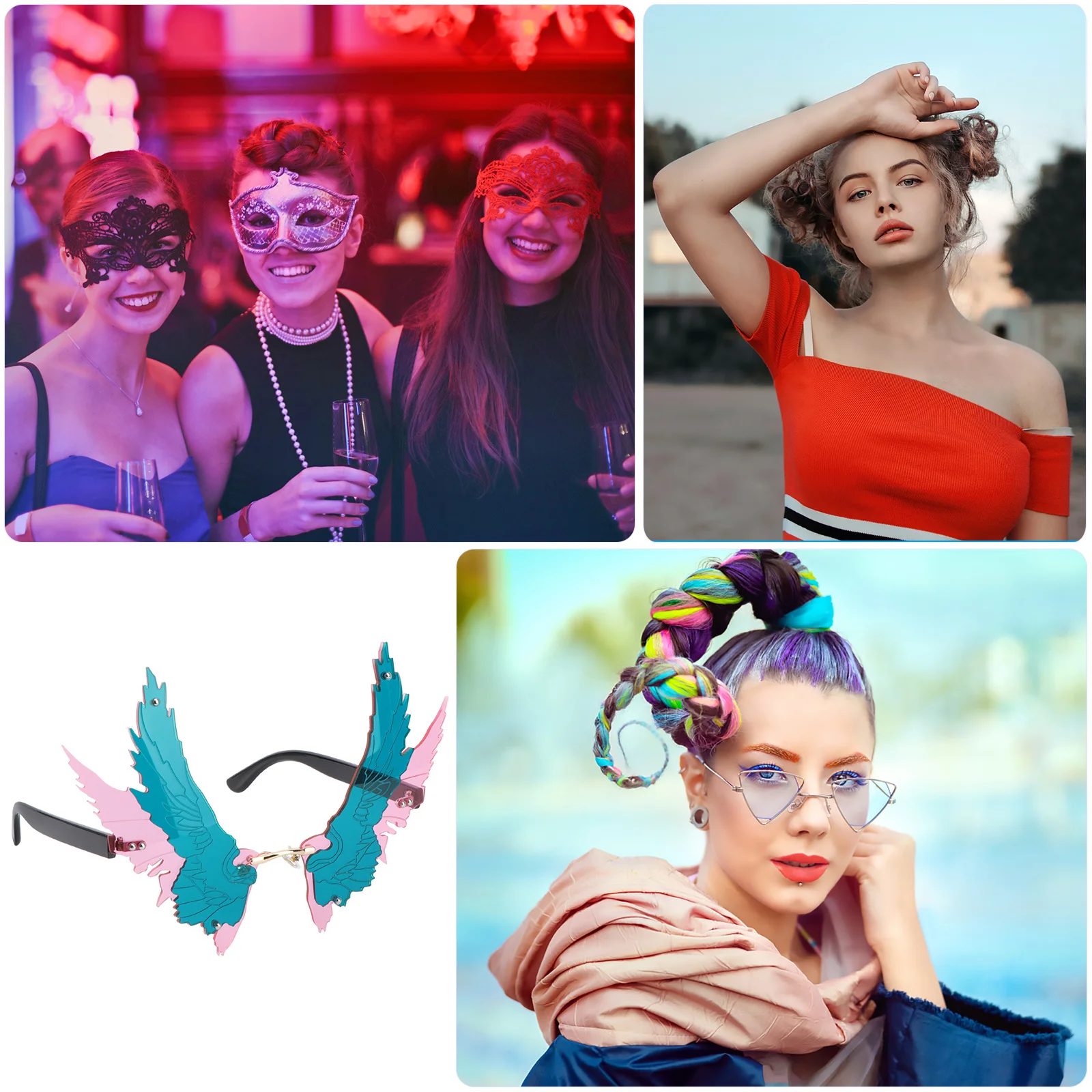 スプレッドウィングサングラス メタルPCフレーム 軽量 ノベルティ クリエイティブデザイン パーティー クリスマス ハロウィン コスプレ カーニバル 写真撮影