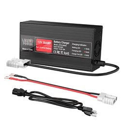 14.6V 30A Lifepo4 Battery Charger for 12V 30 Battery Smart Fast Charger with M8 Anderson Plug