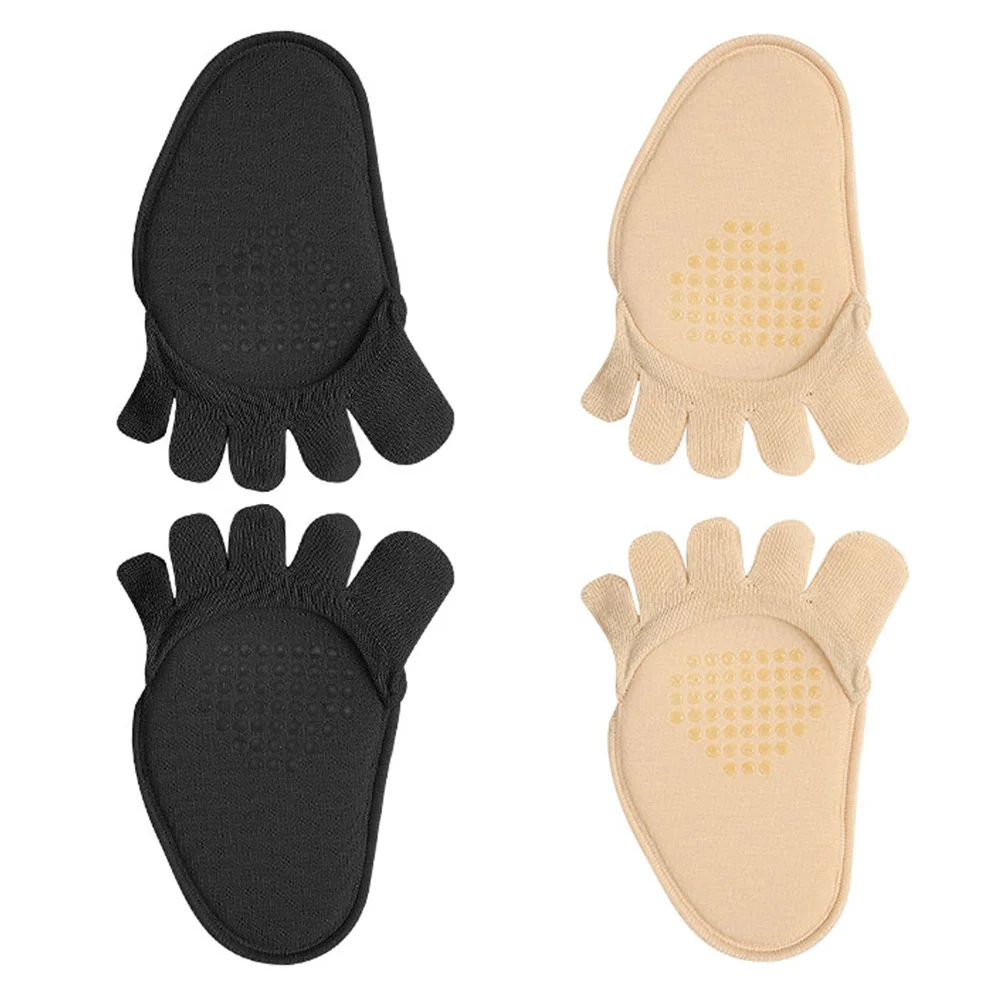 2Pairs غير مرئية المضادة للانزلاق نصف الجوارب للنساء تنفس القطن الأمامية الجوارب امتصاص الرطوبة مريحة عالية الكعب تو