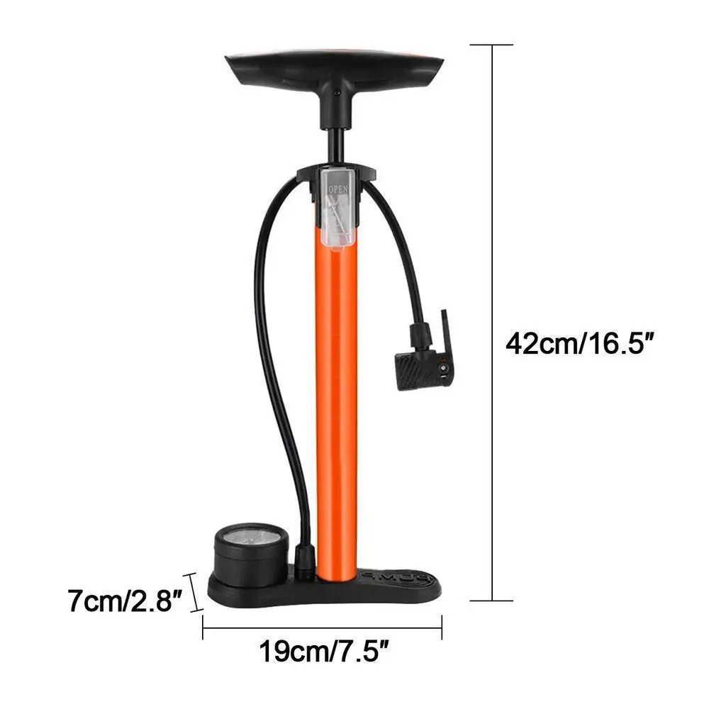 Heavy Duty Bicycle Tyre Pump With Gauge Inflator Mini Bike Ball Pump Cycling Accessories Valves-160Psi Max Bike Cycle Floor Pump