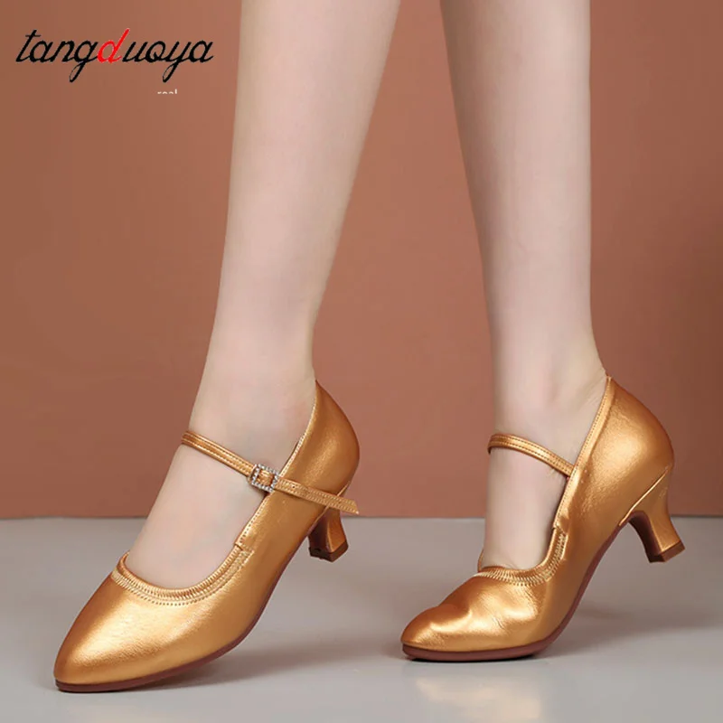 Ballroom Dancing Shoes For Women Latin Dance Shoes Lady Closed Toe Salsa Shoes Low Heels Zapatos Baile Latino Mujer 4.5cm/6cm