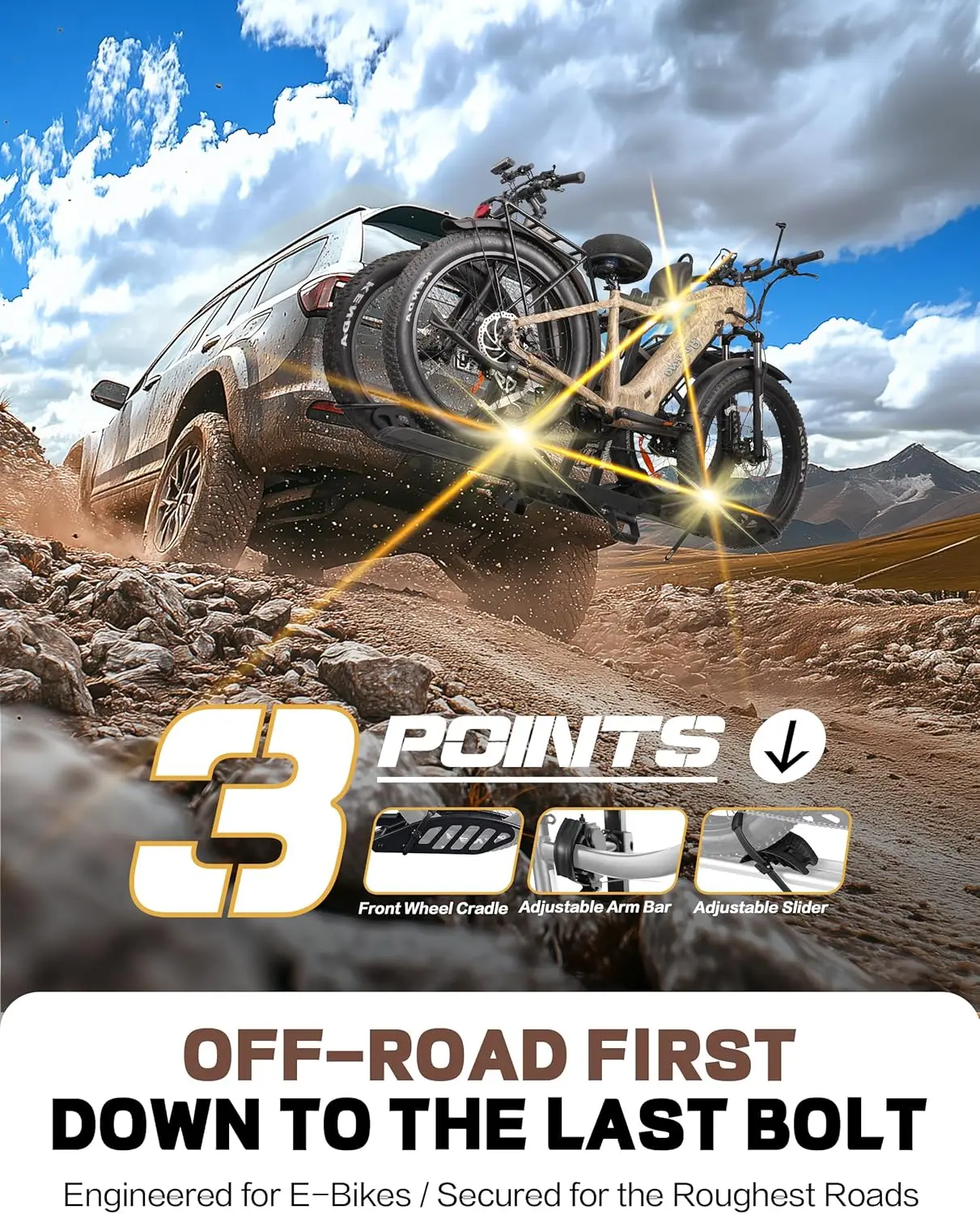 Foldable 2-Bike Rack with Ramp, 200 lbs Capacity, Hitch Mount for Cars SUVs Vans RVs