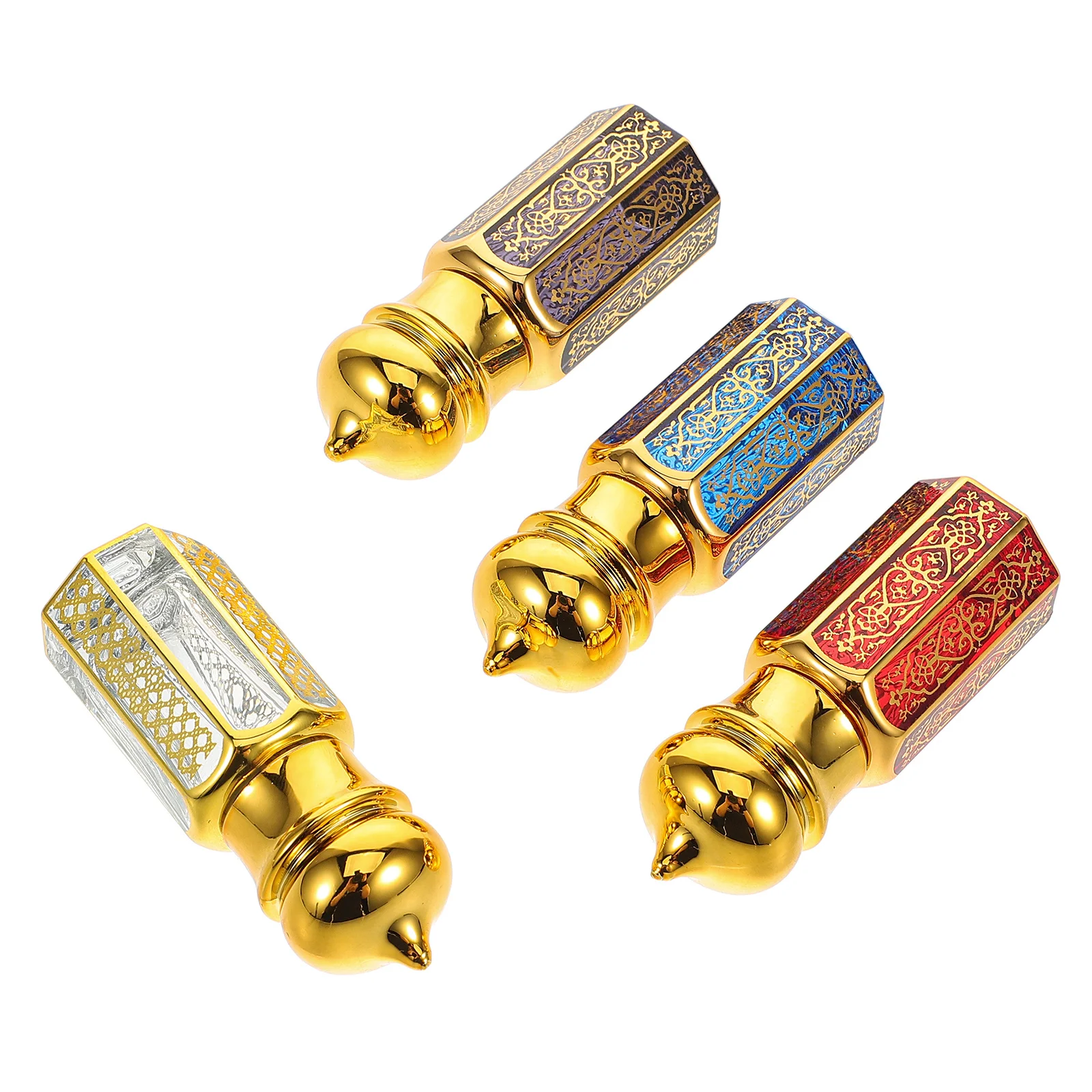 

4Pcs Essential Oil Glass Bottles Refillable Portable Perfume Dispenser Decorative Travel Roller Mini Container 6ml