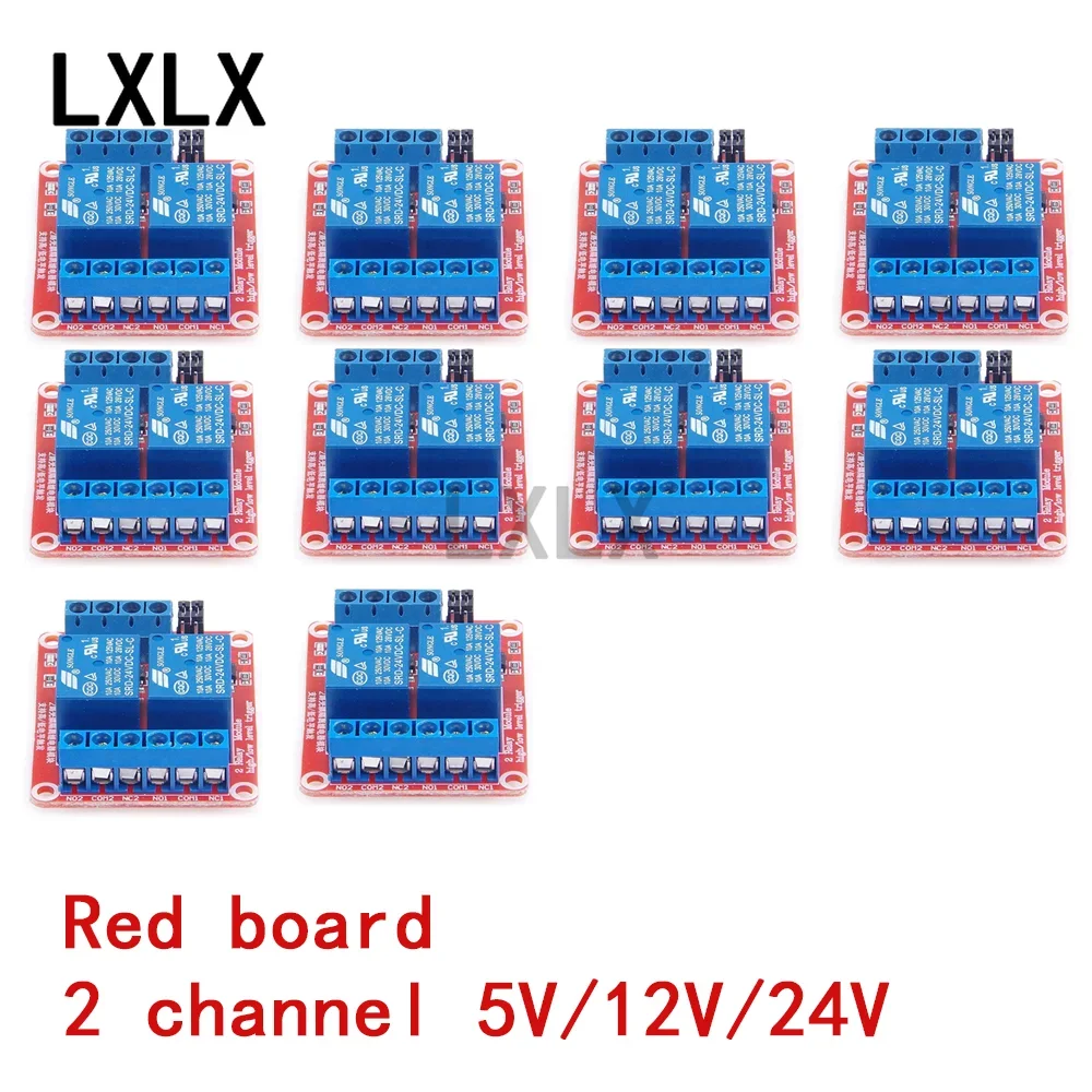 2-10PCS 2 channel 5V/12V/24V Relay Module with Optocoupler High/low Level Trigger Expansion Board for Raspberry Pi Arduino