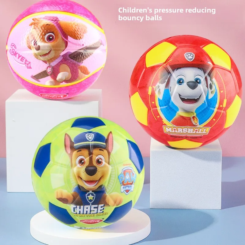 PAW Patrol Chase Bouncy Ball Rubber High Bouncing Balls for Kids Sensory Fidget Toy Stress Relief Hole Ball Sports Training Ball