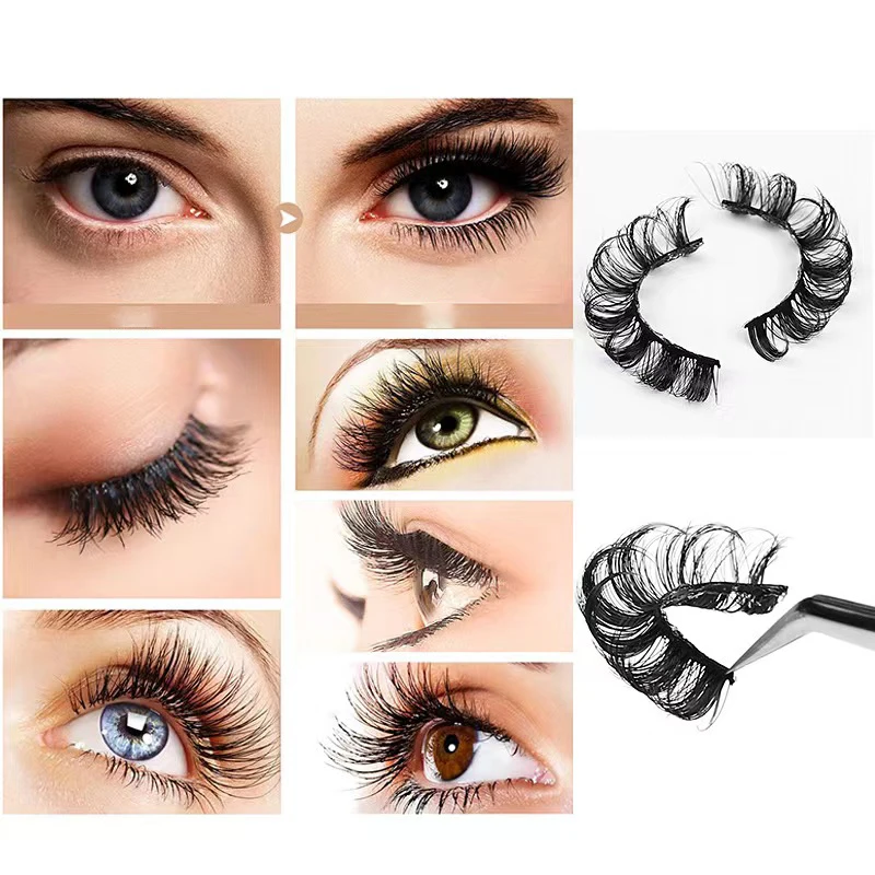 10 pairs of simulated Russian curly false eyelashes with large curvature and curled three-dimensional false eyelashes