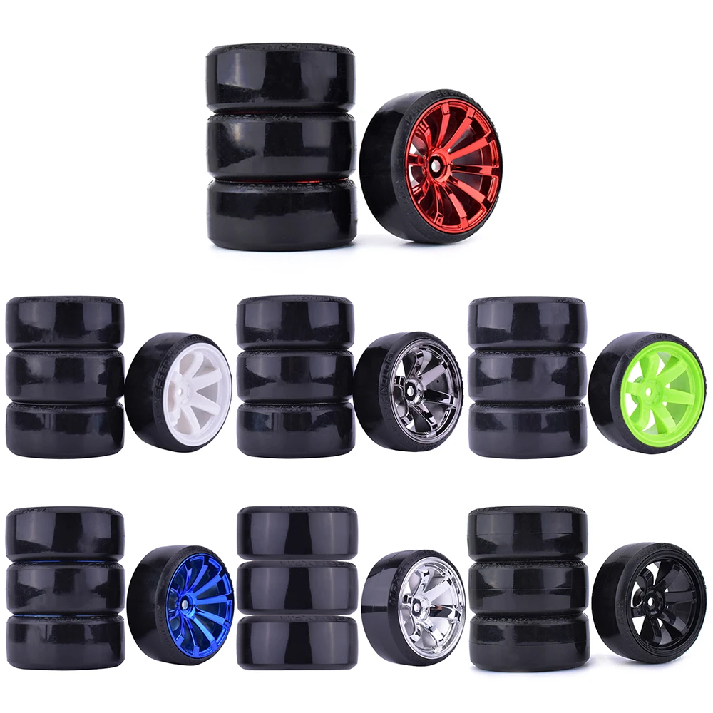 4 SZTUK 1/10 RC Drift Cars Wheel Hub Hard Pattern Tire dla 1:10 HSP Redcat Wltoys WPL Tamiya Traxxas RC Drift Car Akcesoria Zabawki