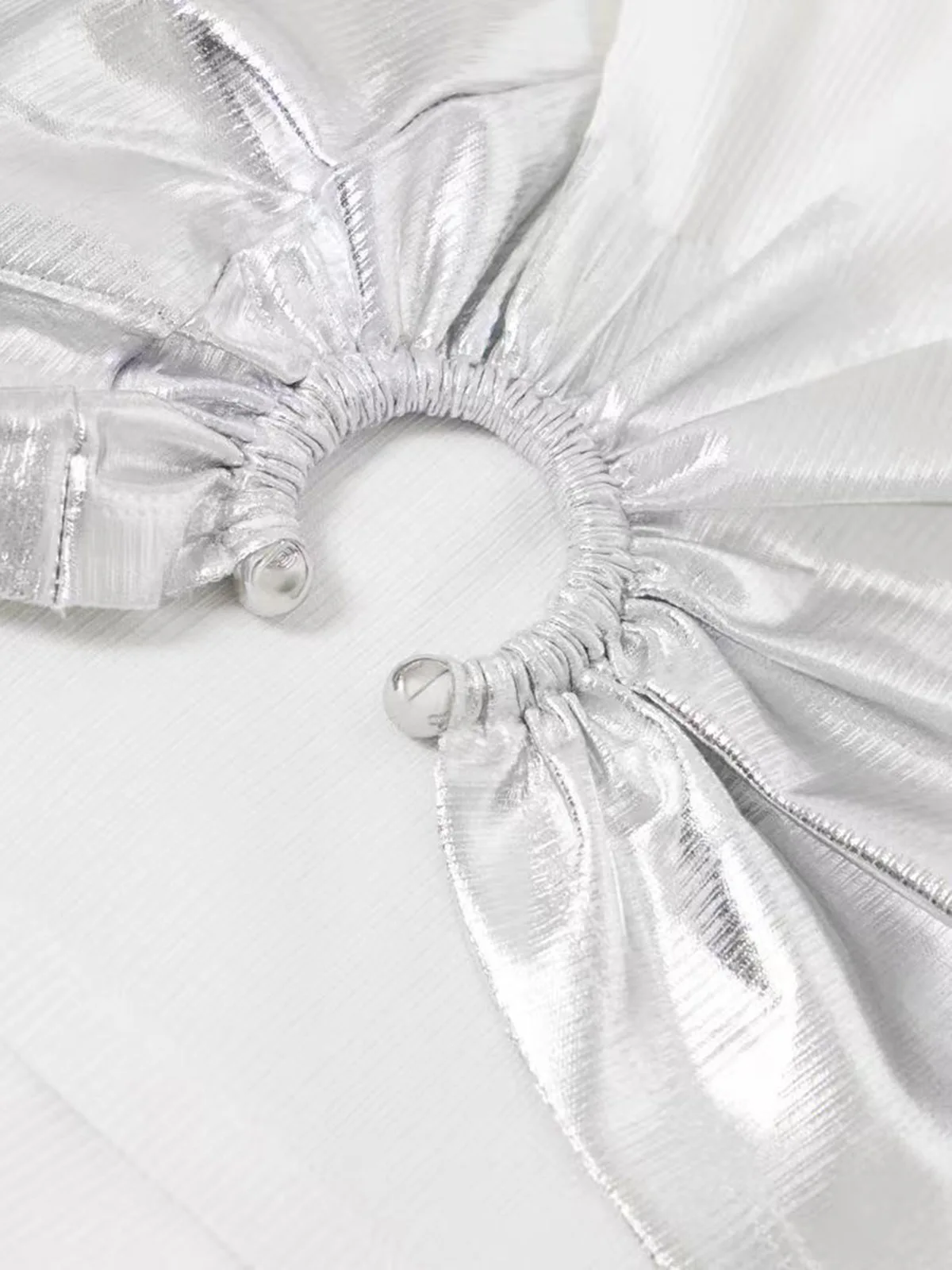 여성용 봄 여름 조끼, 락걸 메탈 버클 밑단, 내추럴 플리츠, 실버 페인트 코팅 실, 탄성 탱크 여성 조끼