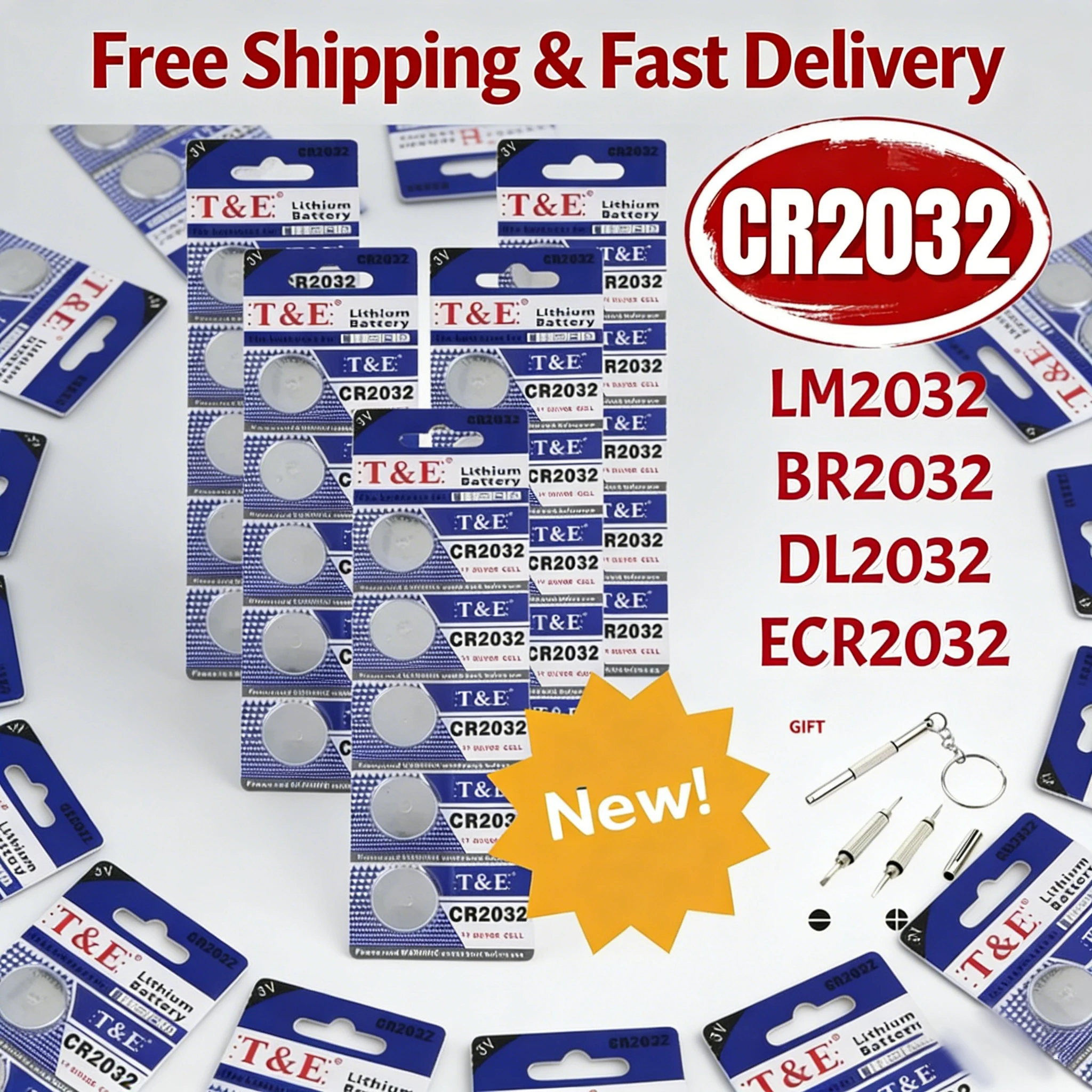

5-100PCS CR2032 3V Lithium Button Battery A76 DL2032 ECR2032 High Capacity Coin Cell for Watch Car Key Fob Remote Control
