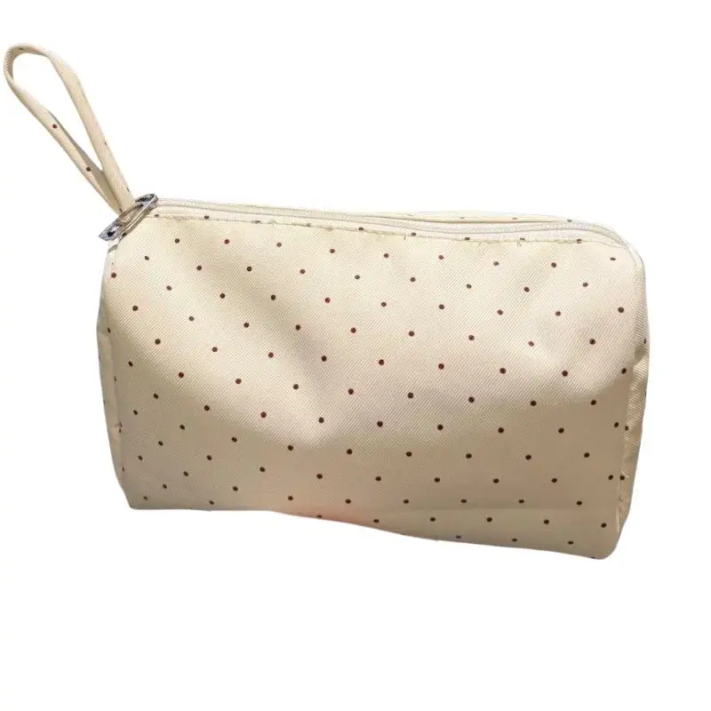 Kosmetiktasche aus gepunktetem Twill-Stoff mit großem Fassungsvermögen und Reißverschluss für Reisen und tägliche Toilettenartikel-Aufbewahrung – Detail 6