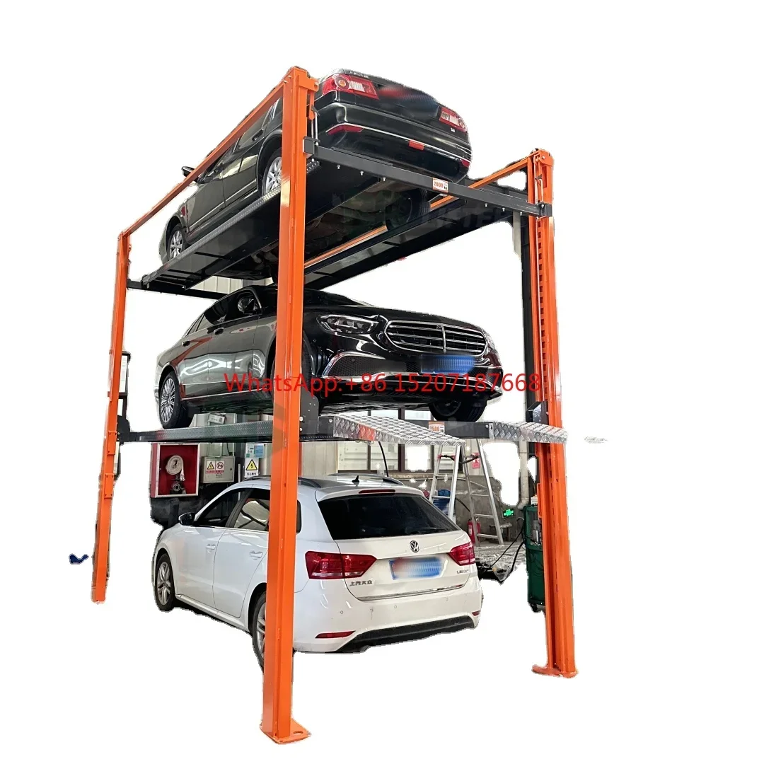 Hydraulic Automatic 4-Post Triple Stacker Car Parking Lift 3 Levels Car Parking Spaces Equipment car parking system