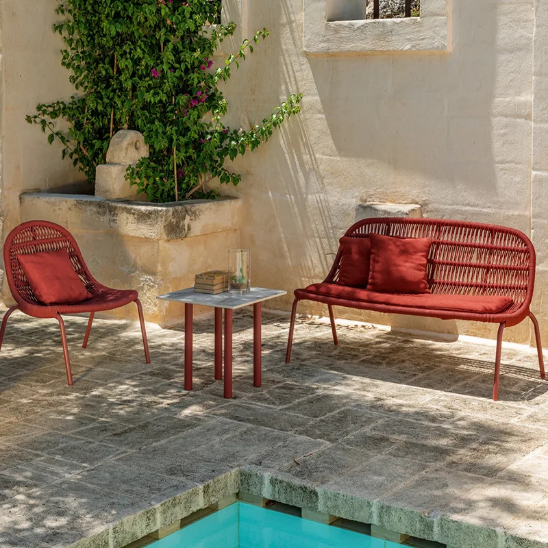 Outdoor sofa balcony small table and chairs coffee table lying garden open-air outdoor courtyard single Nordic sun room