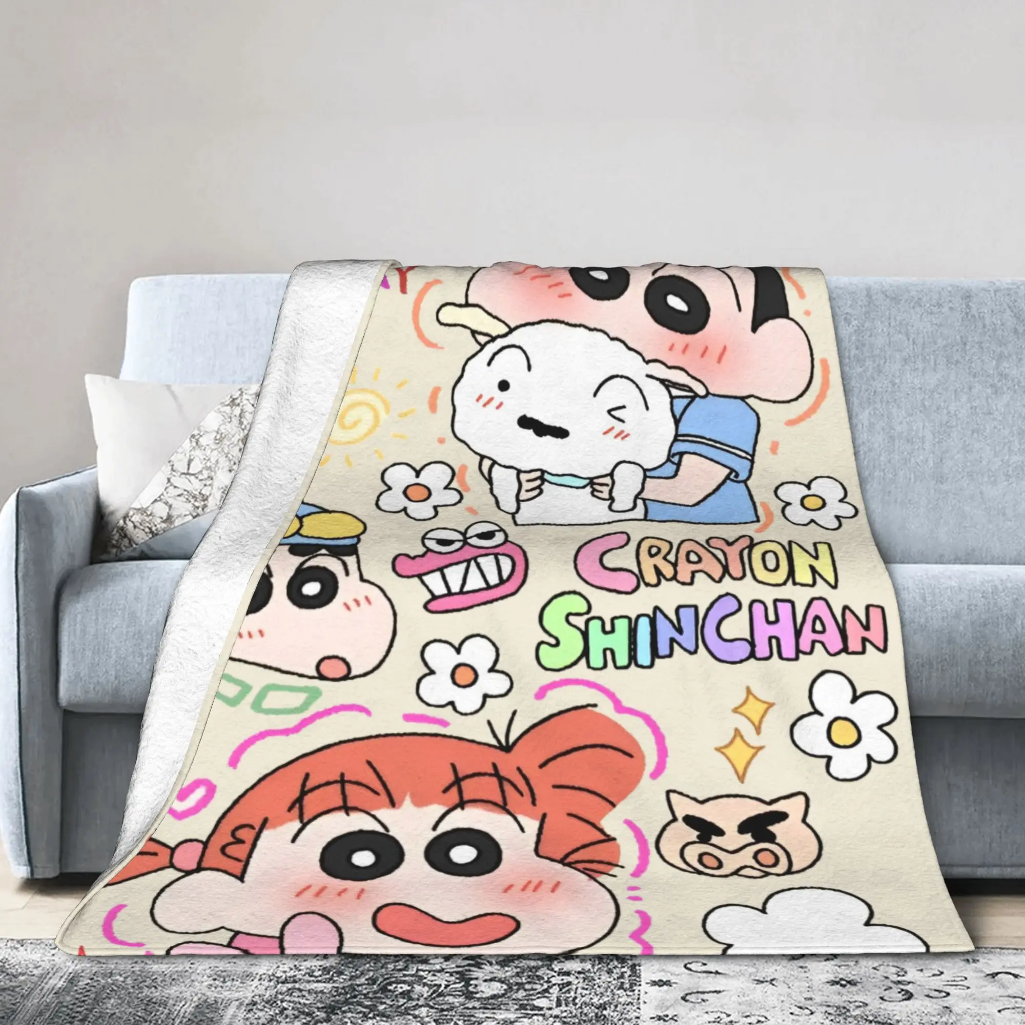 Kawaii تلوين شين تشان غطاء بطانية الفانيلا أنيمي شيرو نيني فائقة النعومة رمي بطانية للمنزل الأريكة السرير البساط #3