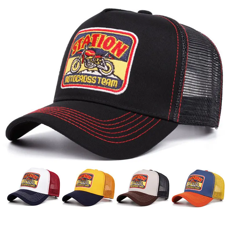 

Mesh Trucker Baseball Cap Men's Summer Breathable Hat Outdoor Sun Protection Snapback Hat Structured Front Panel