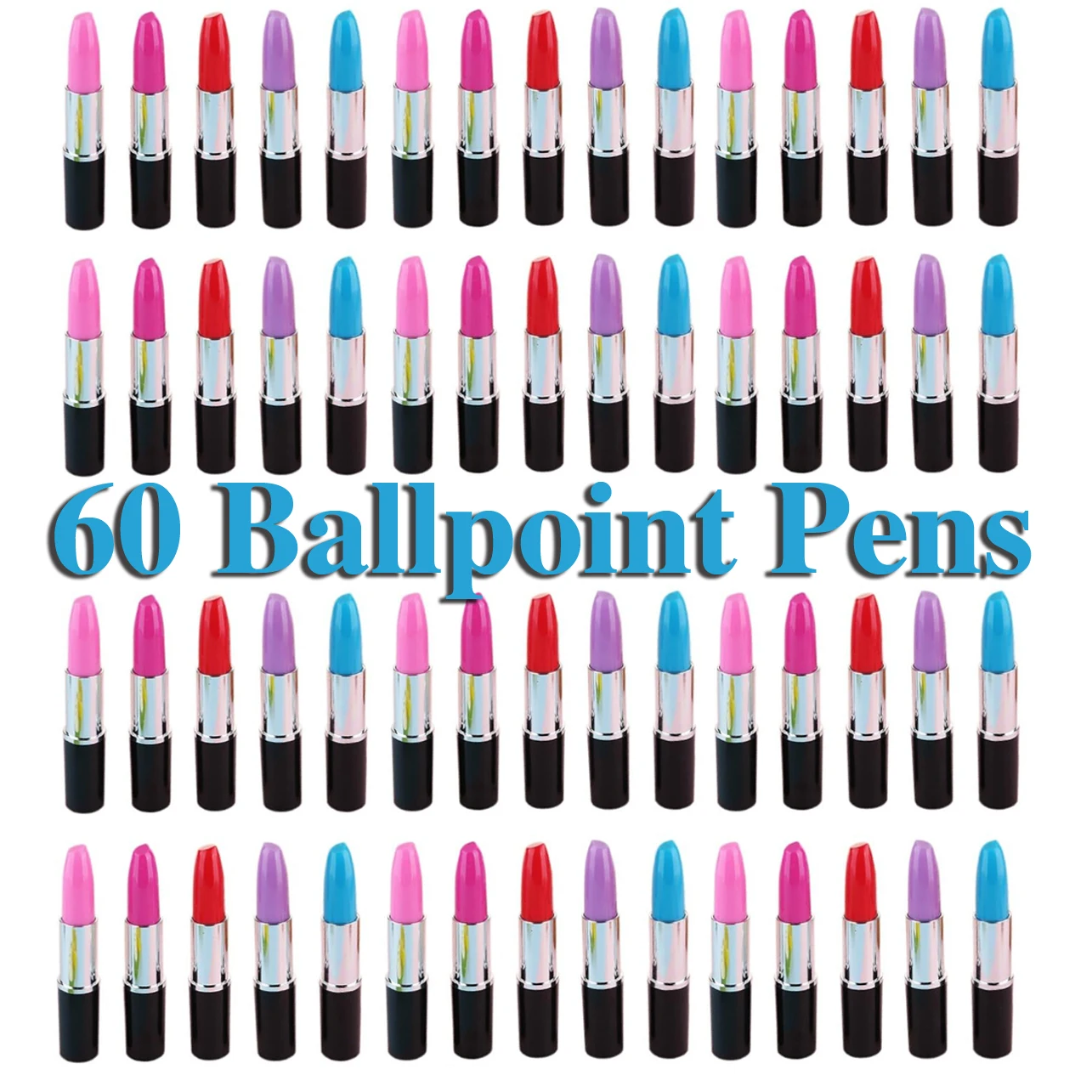 60pcs Lipstick Shape Pen Writing Ink Pens Cute Lipstick Ballpoint Pens for Students Kids Presents Office Stationery Supplies