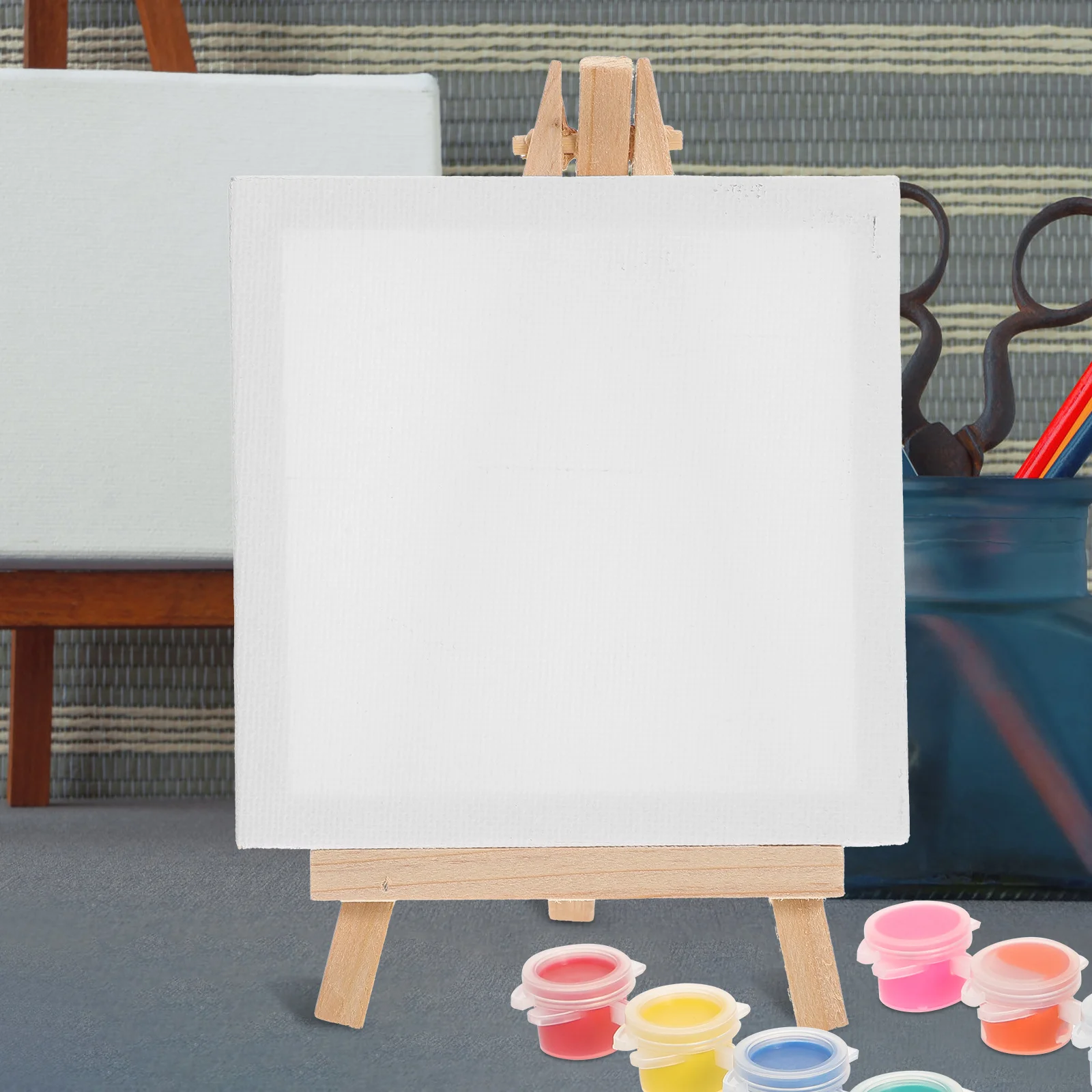 1Set Painting Easel and Canvas Set for Adults Kids Oil Watercolor Art Projects Round Edge Safe Surface Creative Frame