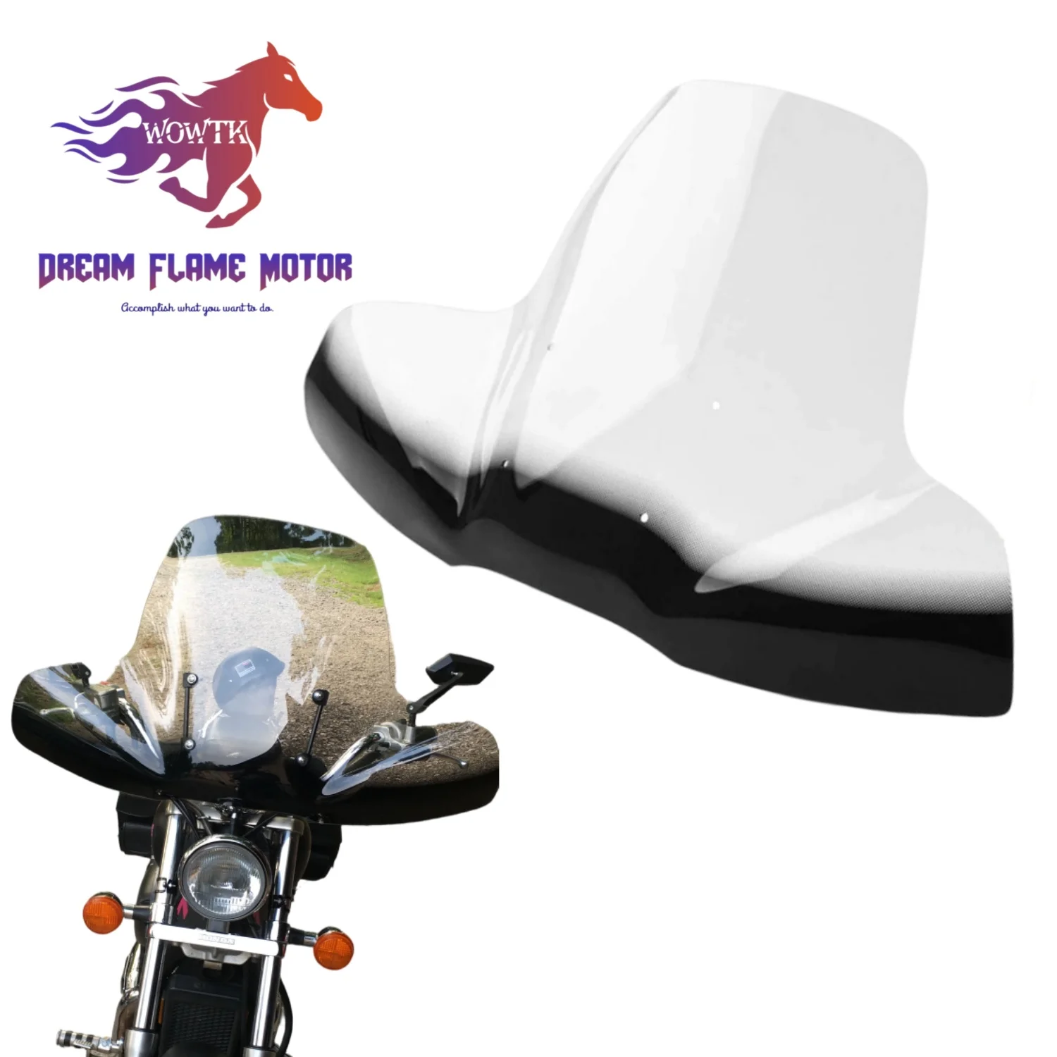 Universal Adjustable Large ATV Motorcycle Windshield For Polaris Arctic Cat Honda Yamaha Kawasaki ATVs Fits 7/8" 1" handlebars