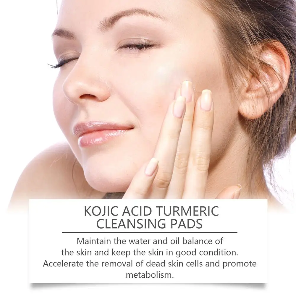 Açafrão Kójico Ácido Facial Cleansing Pads, Esponjas esfoliantes para limpeza diária, Cuidados com a pele