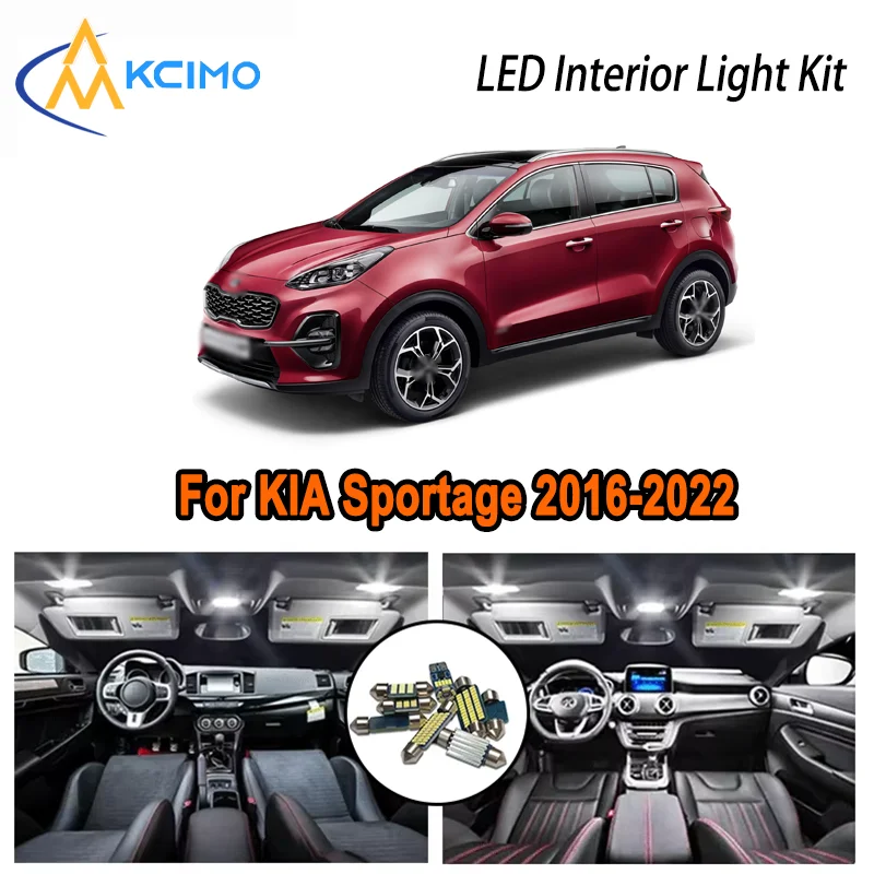 

Для KIA Sportage 2016-2022 2017 2018 2019 2020 2021 2022 светодиодный комплект внутреннего купольного освещения багажника автомобиля светодиодные лампы Canbus без ошибок