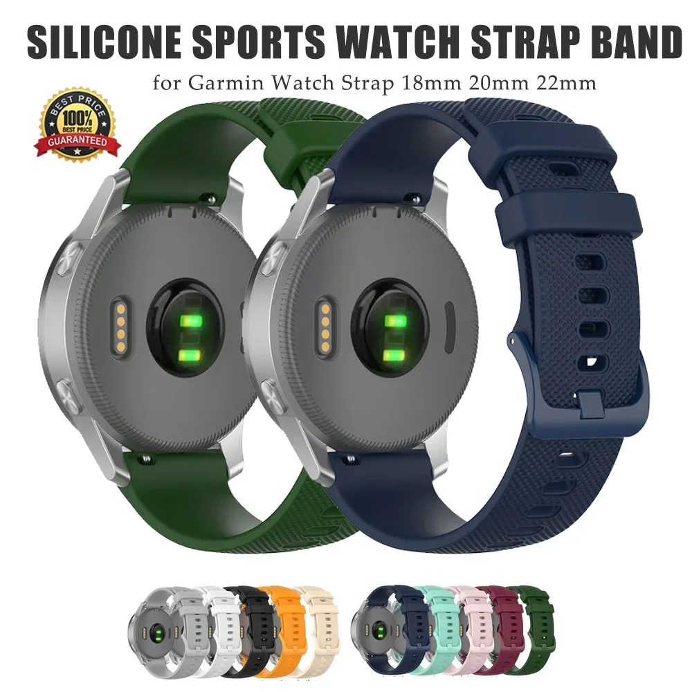 18mm 20mm 22mm NEW Silicone Sports Texture Strap for Garmin Watch Strap Sport Quick release Watchband Replacement Band