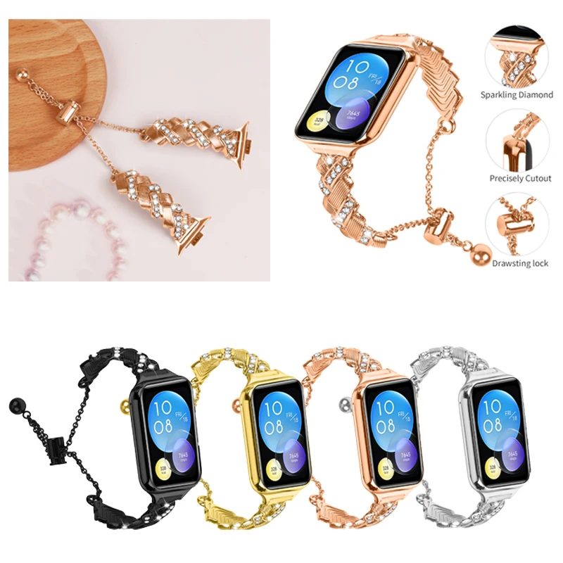 Diamond Stainless Steel Strap For Xiaomi Redmi Watch 4 5 Watch Lady Metal Chain Bracelet Correa For Mi Band 8 Pro 9Pro Watchband