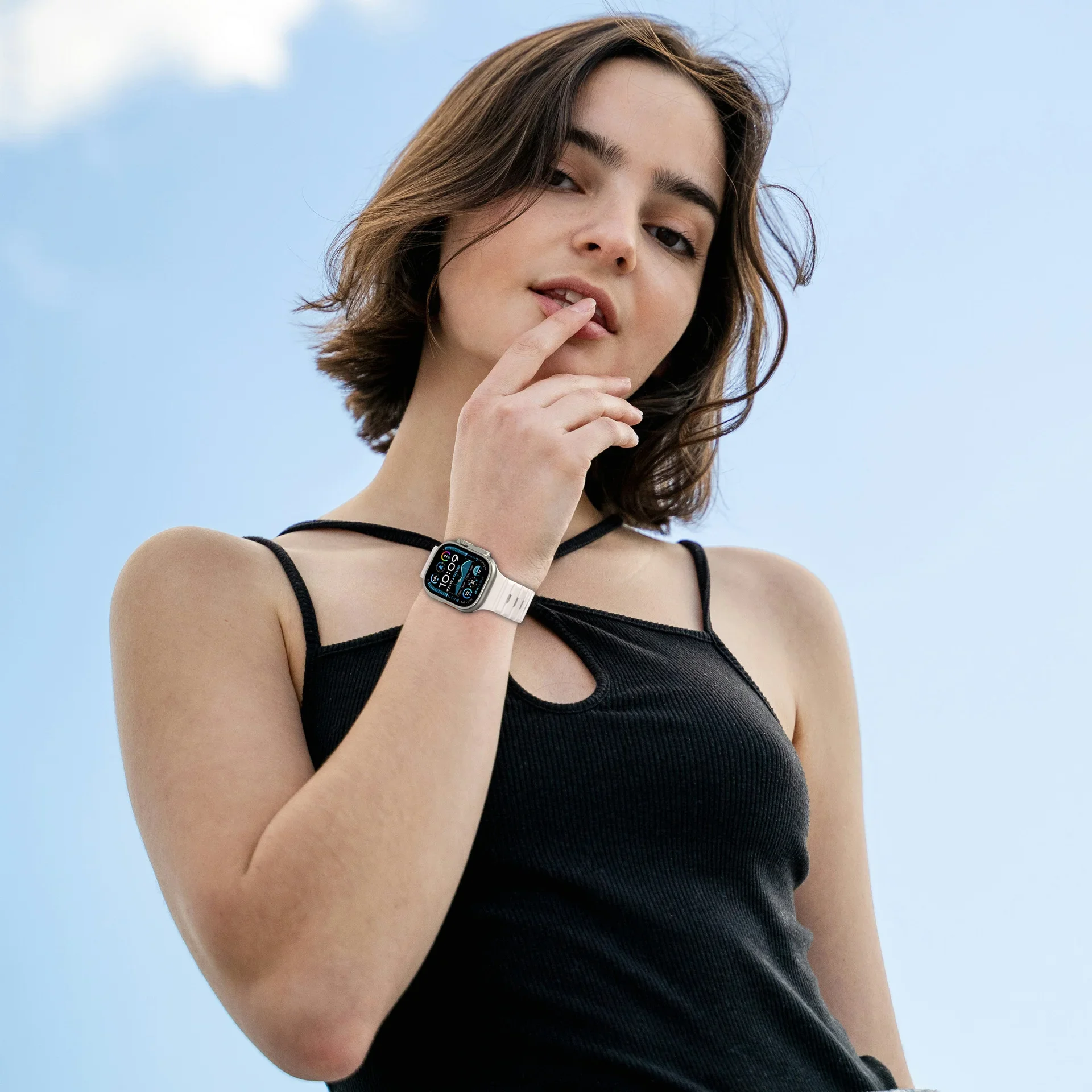 حزام سيليكون لساعة أبل الترا 3/2/1 49 مللي متر 11 10 9 8 7 6 5 4 SE سوار مغناطيسي iWatch 46 مللي متر 42 مللي متر 45 مللي متر 41 مللي متر 44 مللي متر 40 مللي متر الفرقة #6