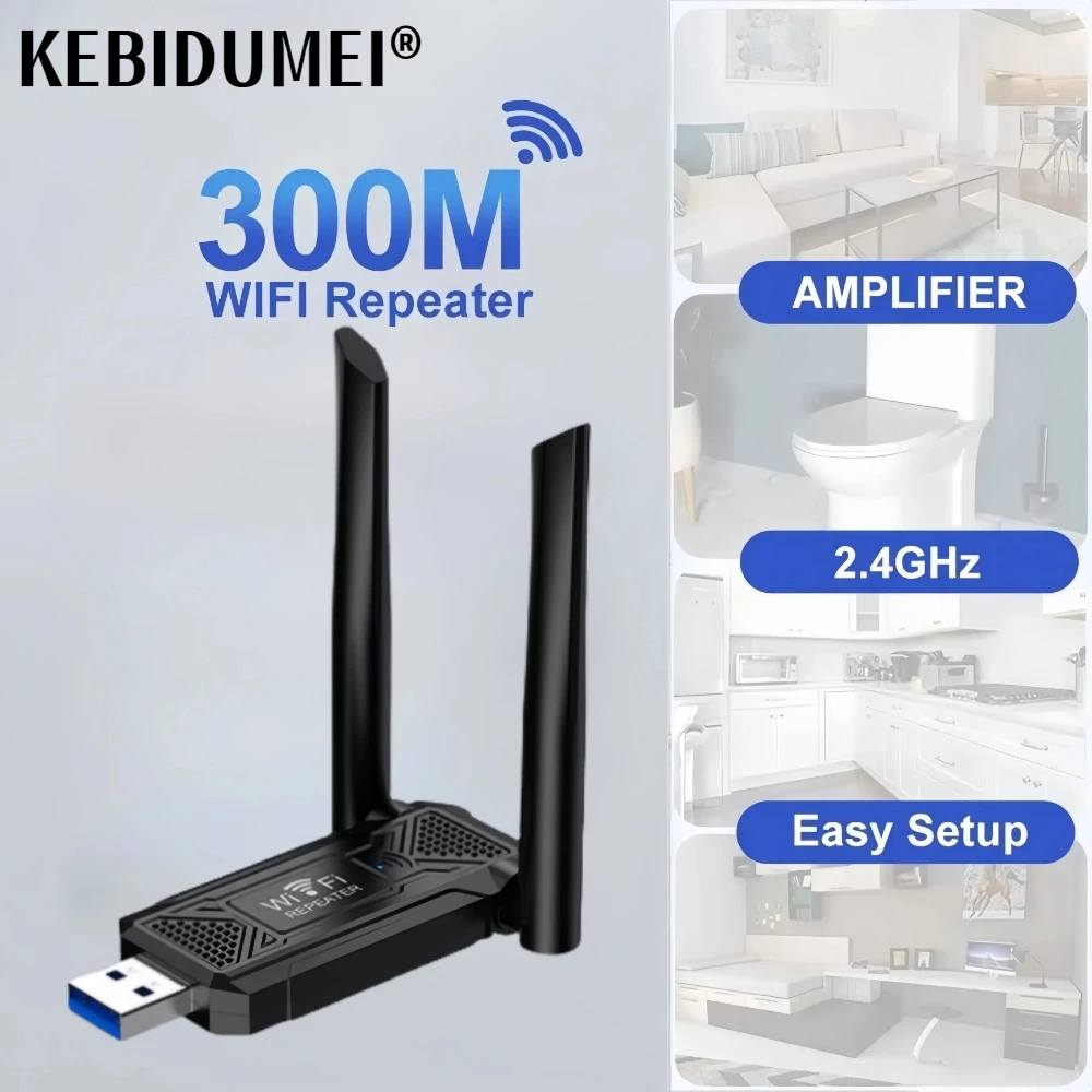 

300Mbps USB Wireless Repeater Wifi Signal Amplifier Wall-penetrating Router Extender For Home Use Portable Middle Relay Booster