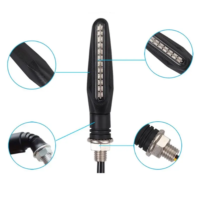 Ingenious-Motorcycle 24LED Dynamic Turn Signal Indicator Kit, White Amber Blinker Light For Motorcycles