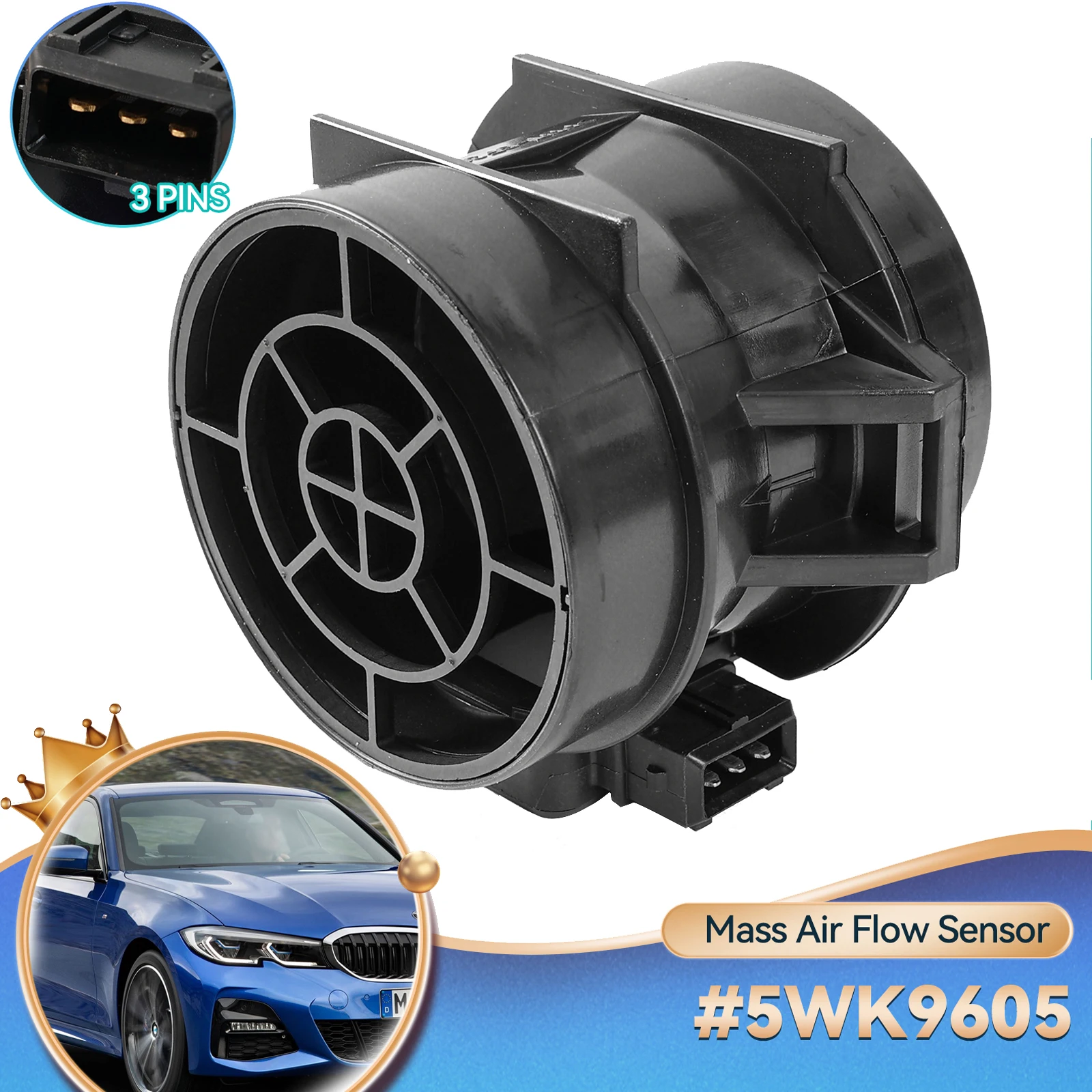 MAF Mass Air Flow Meter Sensor For BMW 325i 323i 525i E46 3 Series E39 520i 523i 528i E38 Land Rover Suzuki KIA 5WK9605 5WK9608