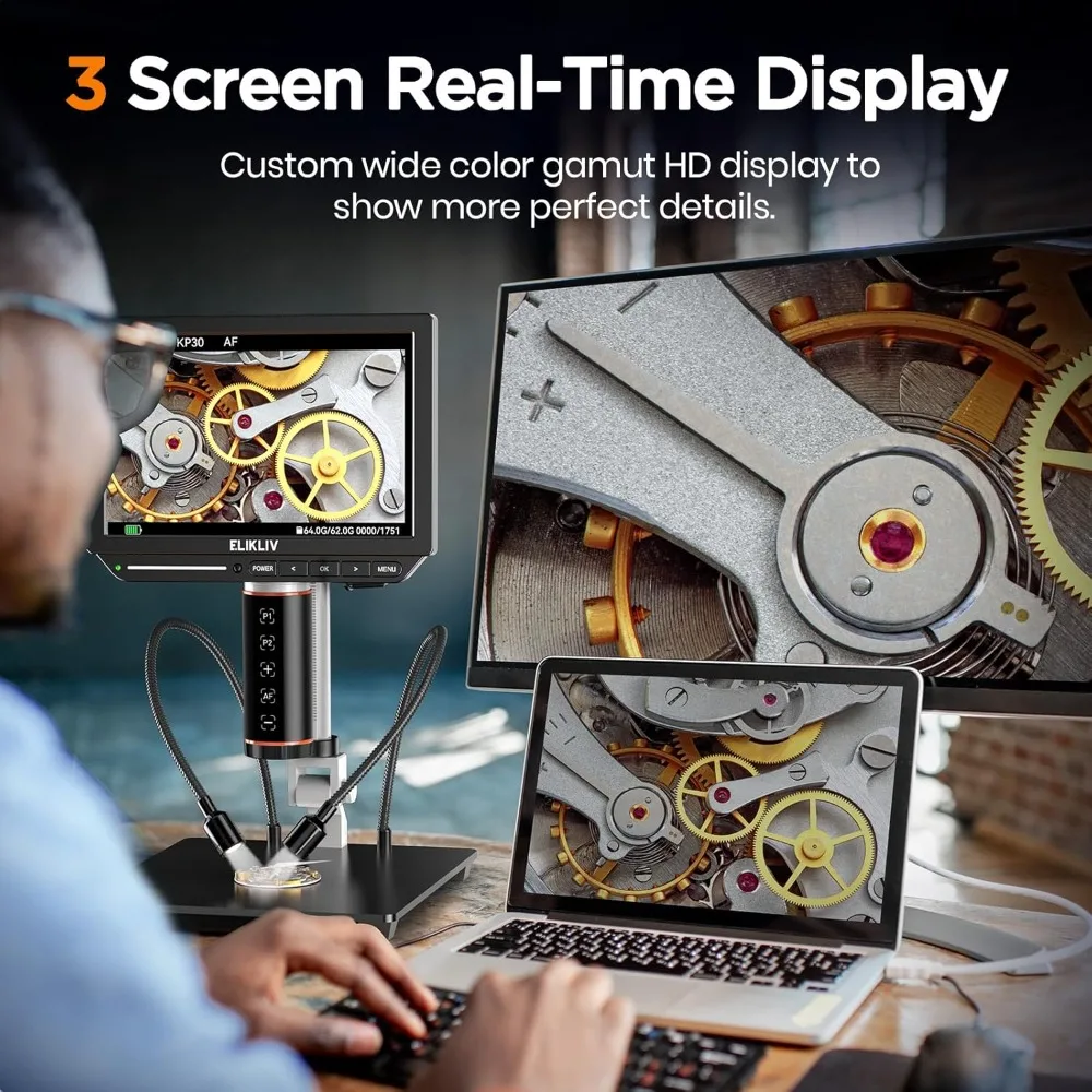 Microscopio digital Autofocus 4K EM4K-AF, microscopio de soldadura de 52 MP para reparación de PCB, inspección y relojería de monedas, tarjeta de 64 GB