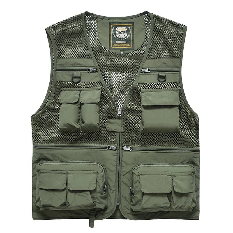 

New outdoor multi pocket vest photography fishing vest men's shoulder mesh vest thin jacket