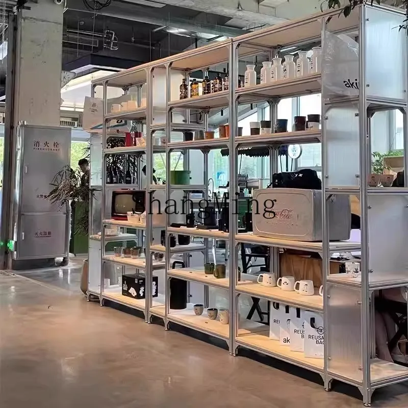 

FG Simple Modern Ocean Panel Display Rack Mall Supermarket Aluminum Profile Shelf Household Storage Rack