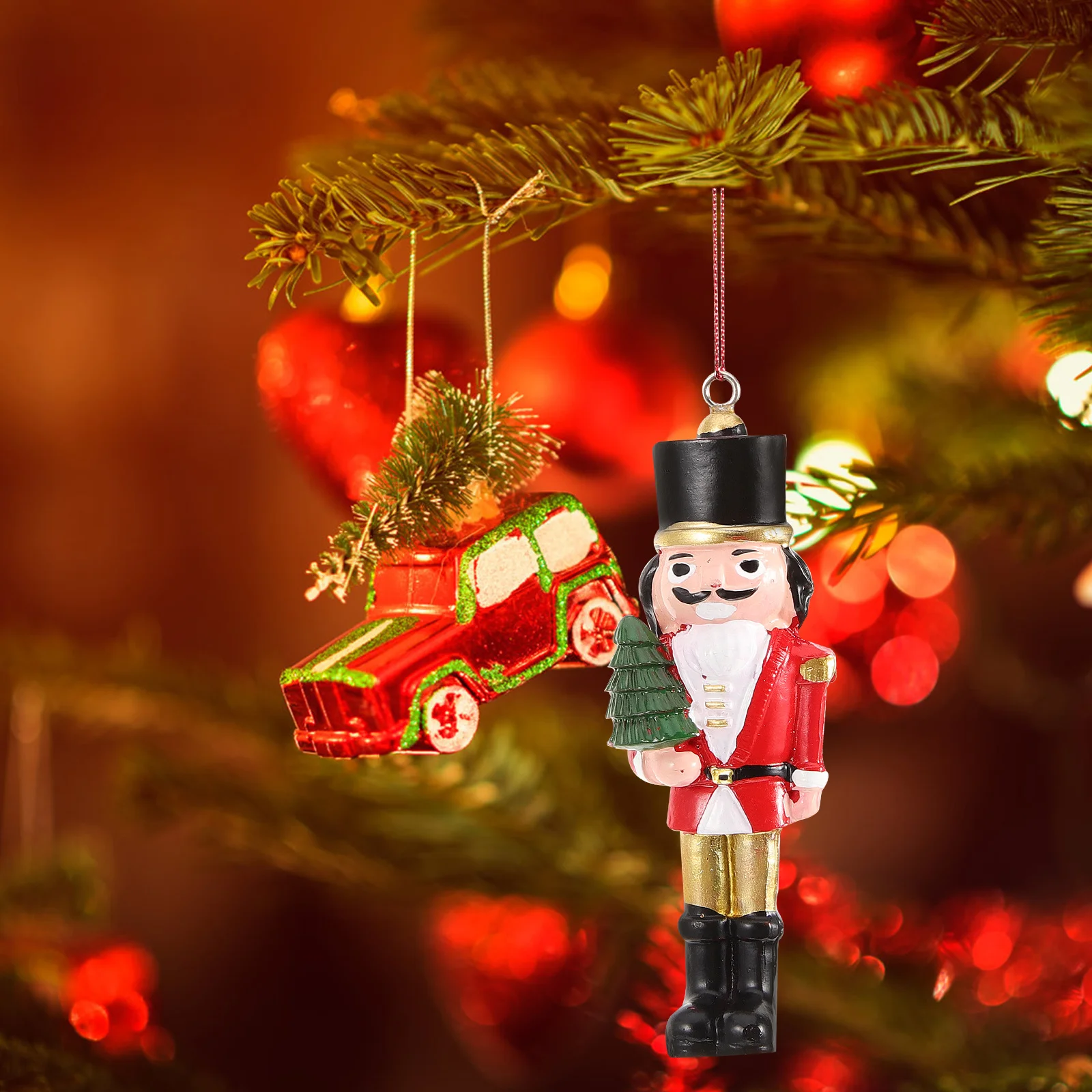 

2Pcs Resin Soldier Pendant Hanging Nutcracker Decor Mini Christmas Ornaments Craft Gifts Home Car Office Party DIY