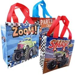 15 Pcs Racing Monster Truck Birthday Party Decorations Supplies Non-Woven Bags Gift Tote Truck Themed with Handles Treat Bags