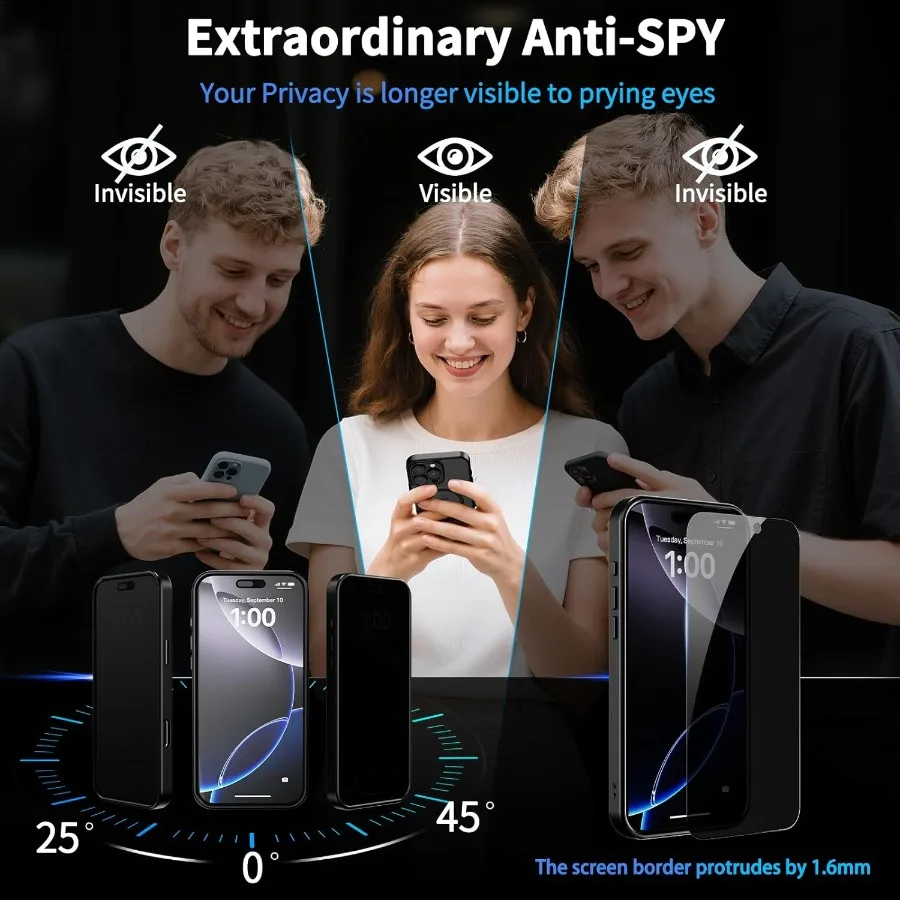 Funda transparente magnética para iPhone 17 Pro Max con protector de pantalla de privacidad [no amarillento] Funda delgada a prueba de golpes compatible con Ma