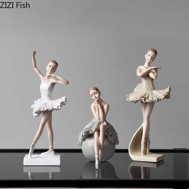 

Ballerina Artist Figures Sculpture Desk Decoration Painted Ballet Girls Resin Character Statue Modern Crafts Figurine Ornaments