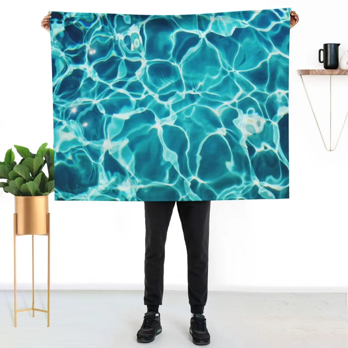 

Turquoise Water -Aqua Blue -Ripples Throw Blanket Lightweight Cozy Blanket for Bed Sofa