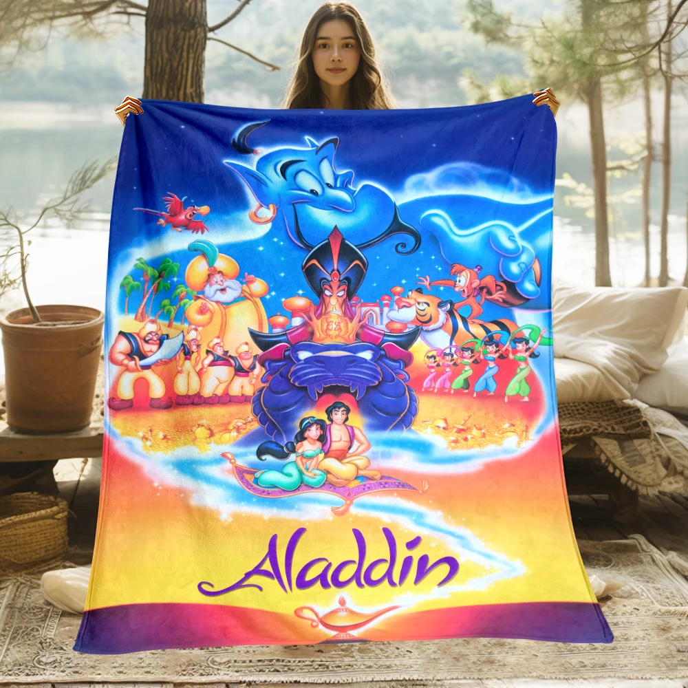 Aladdin Cartoon printed flannel thin blanket. Four seasons blanket.for sofa,beds, living room,travel picnic blanket gifts