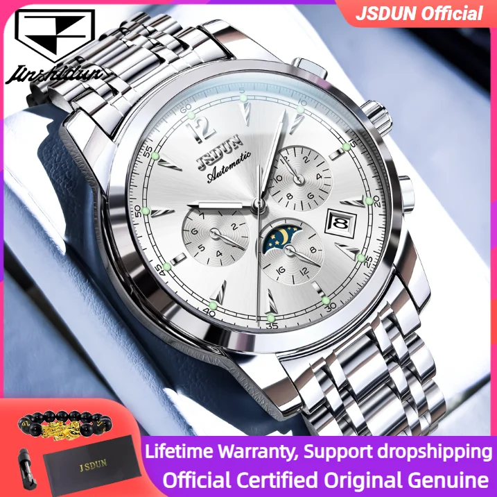 

JSDUN 8750, мужские автоматические часы с датой, многофункциональный циферблат, глубокие водонепроницаемые светящиеся мужские часы, часы-календарь для мужчин