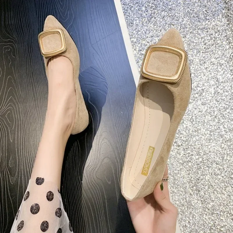 Low Heel Elegant Casual Shoes for Women Slip-on Woman Flats Luxury Brand Lastest Offer Chic Point a High Quality Fashion Non