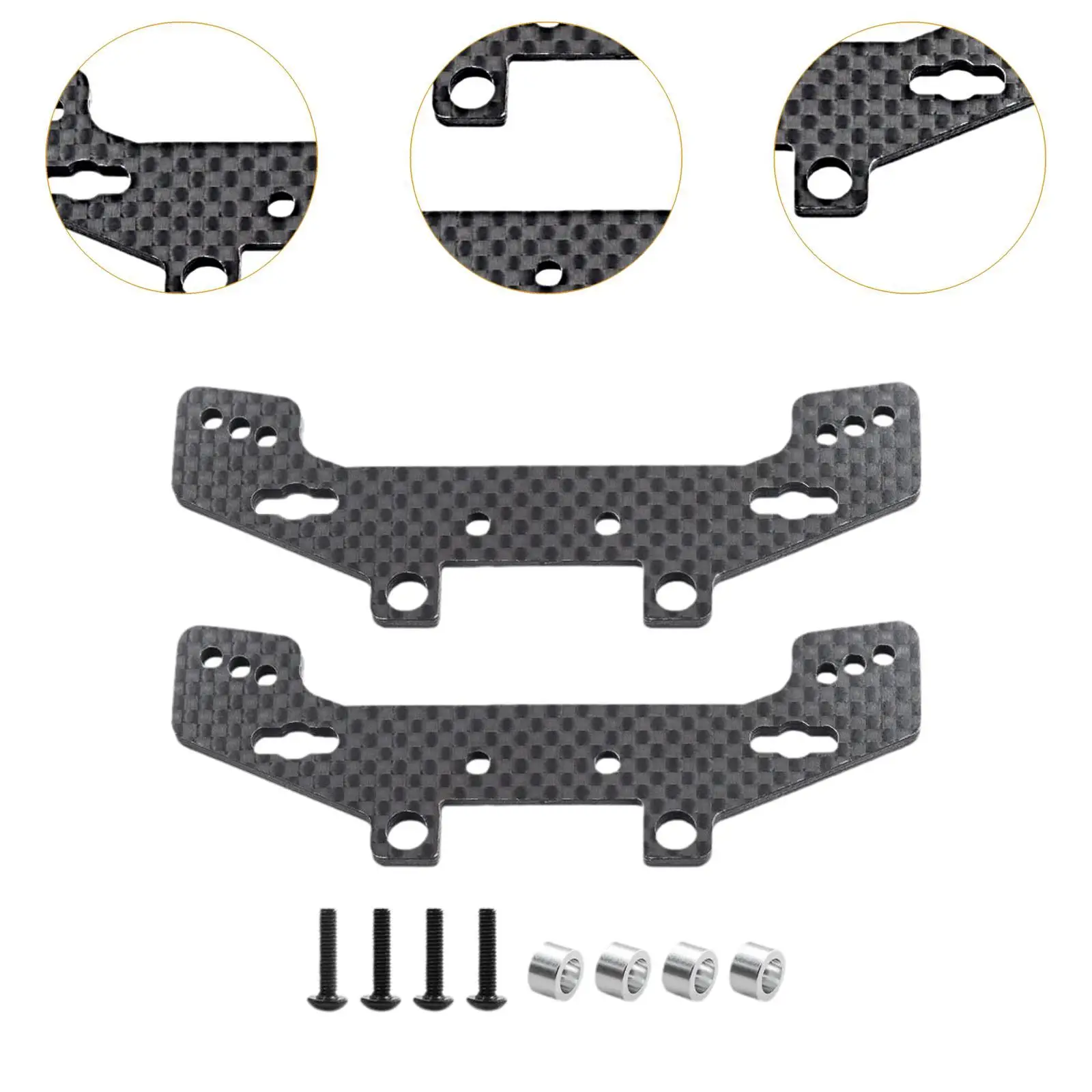 2x Kohlefaser-Stoßdämpferhalterung für TT02 TT02R 1/10 RC Autozubehör