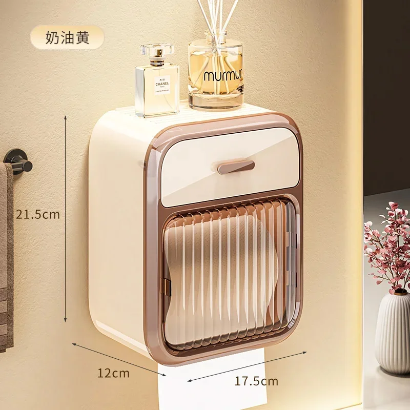 Wall Mounted Tissue Box Toilet Paper Box Bathroom black Roller Tissue Holder Toilet Paper Roll Storage Rack Bathroom Accessories