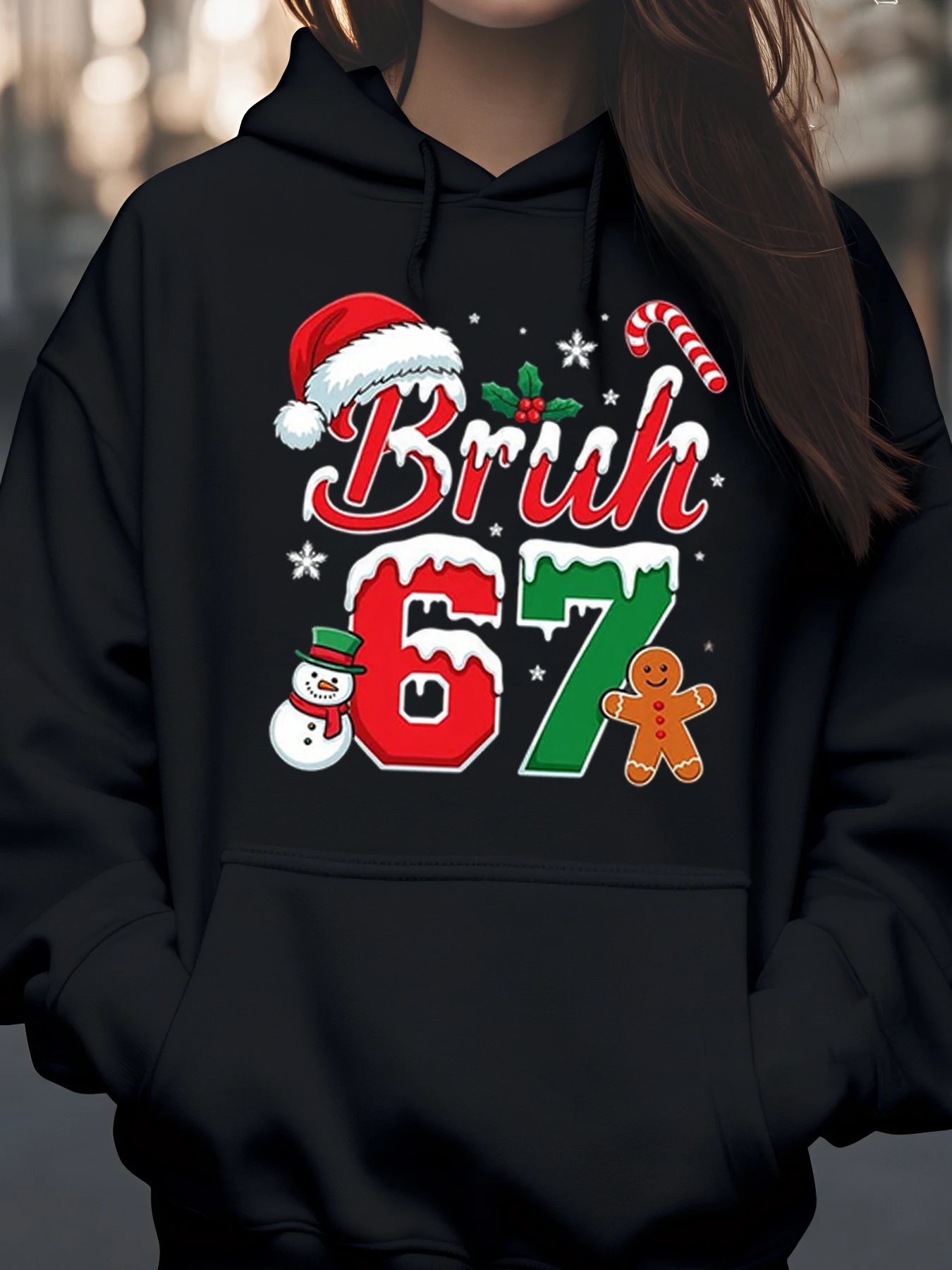 فرشاة عيد الميلاد 67 هوديي مطبوعة للعطلات للنساء والرجال