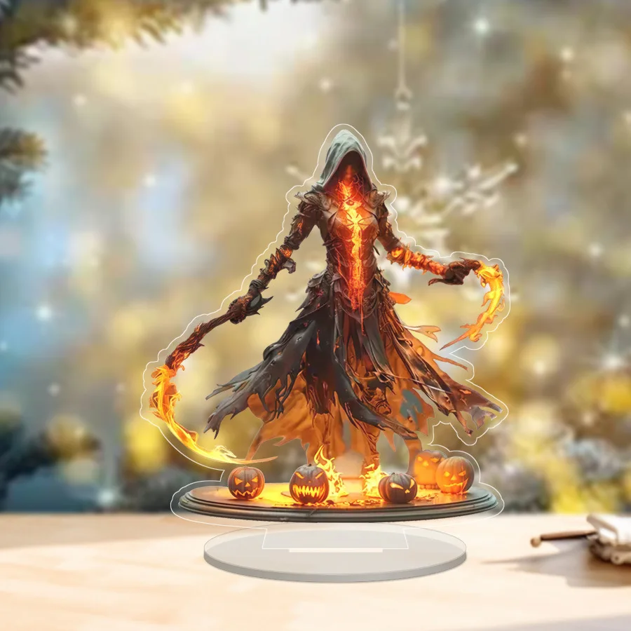 Halloween Pumpkin Grim Reaper Decorations 2D Flat Acrylic Table Top Decor Office TV Cabinet Desktop Home Decoration Ornaments